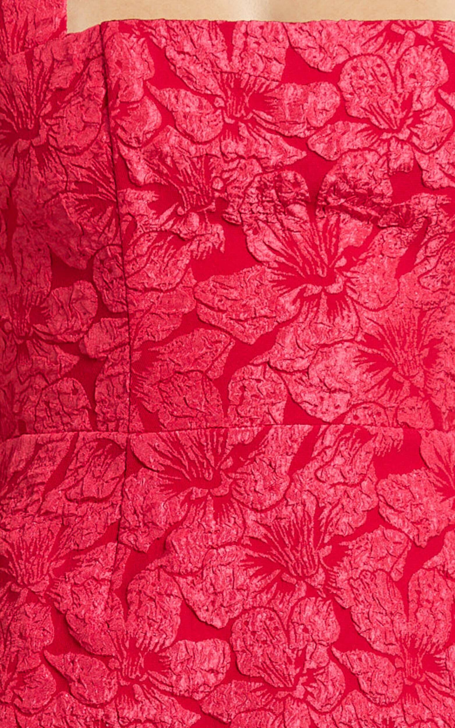 Gabbie Mini Dress - Jacquard Halter Fit And Flare Dress in Red