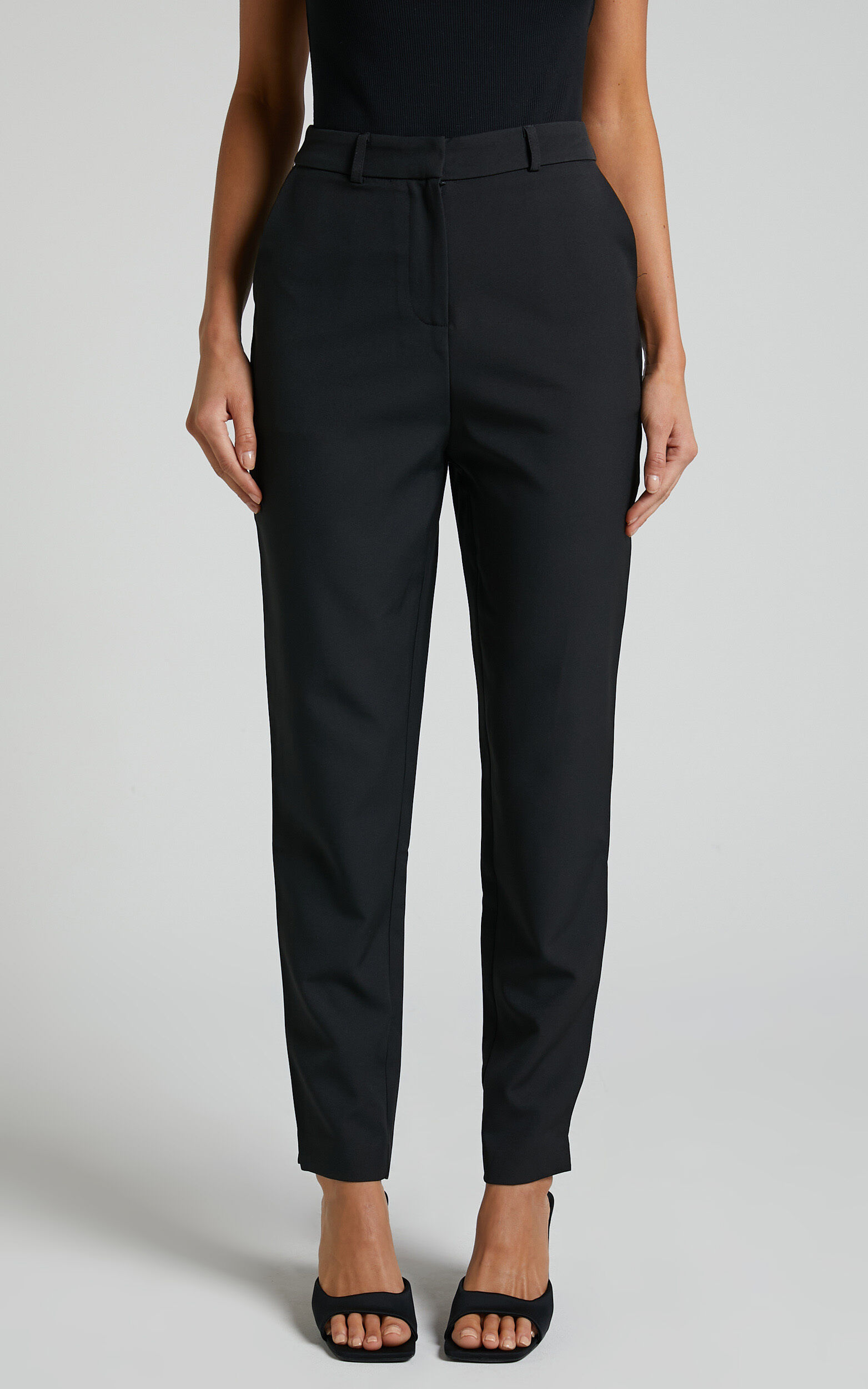 Hermie Pants - High Waisted Cropped Tailored Pants in Black