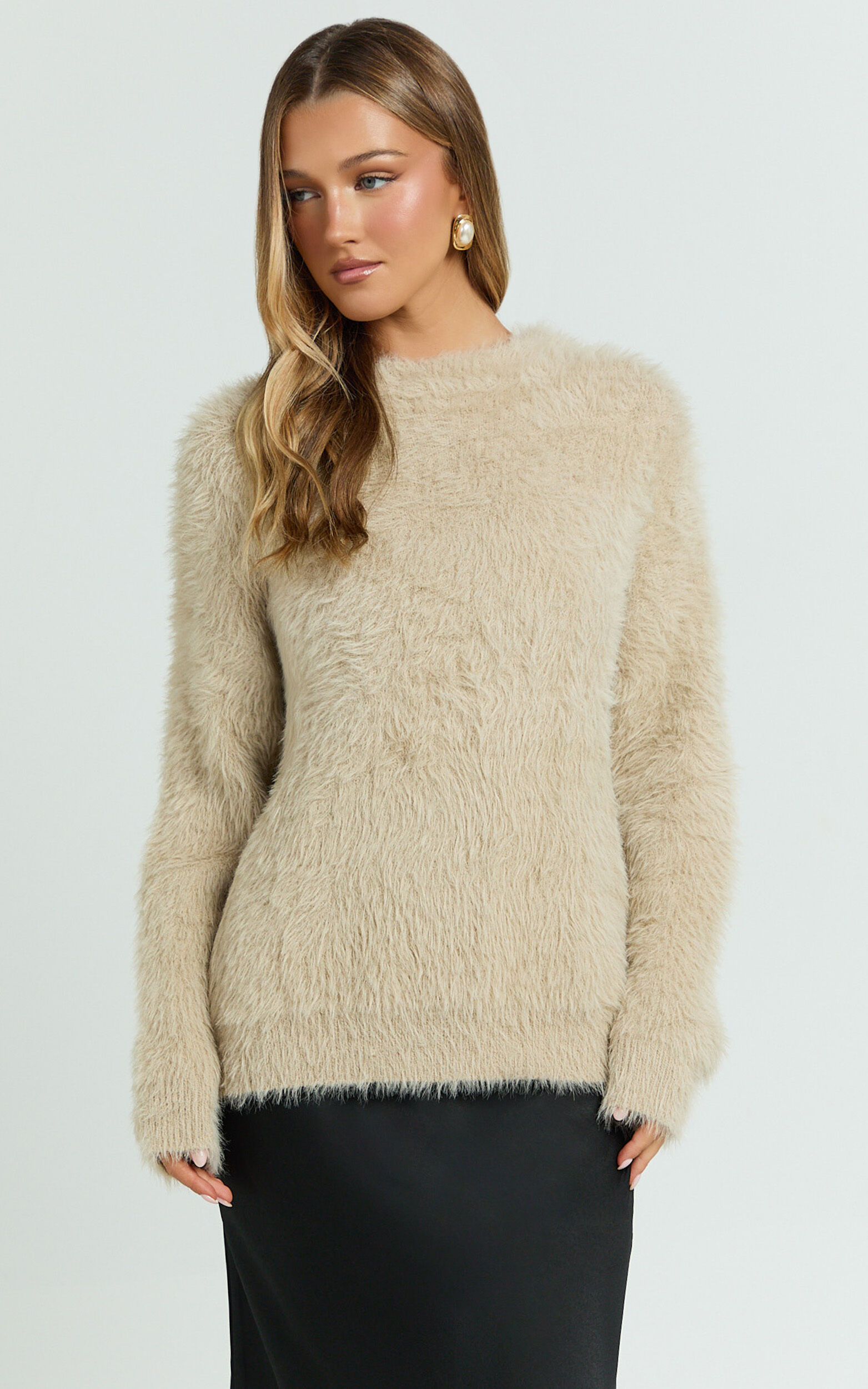 Joena Jumper - Fluffly Knit Jumper in Neutral