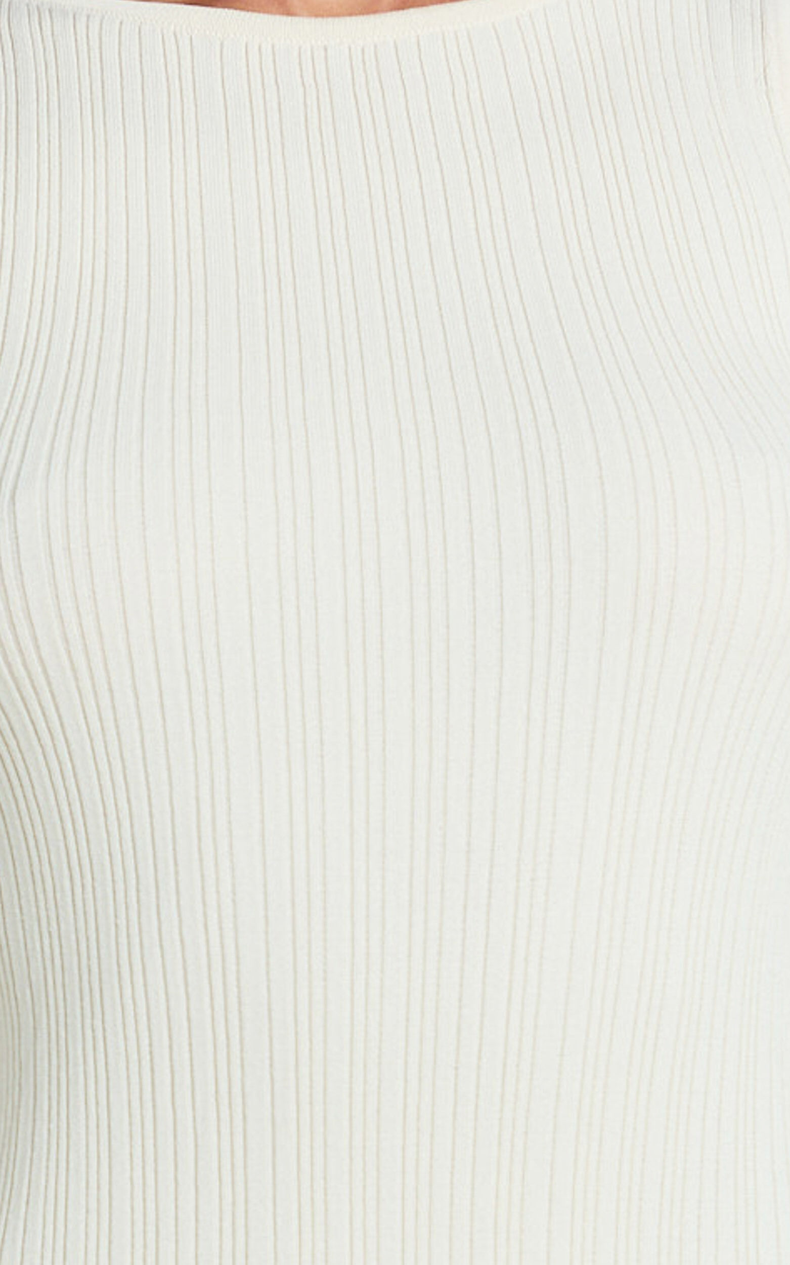 Allie Mini Dress - Ribbed Jersey Dress in Cream