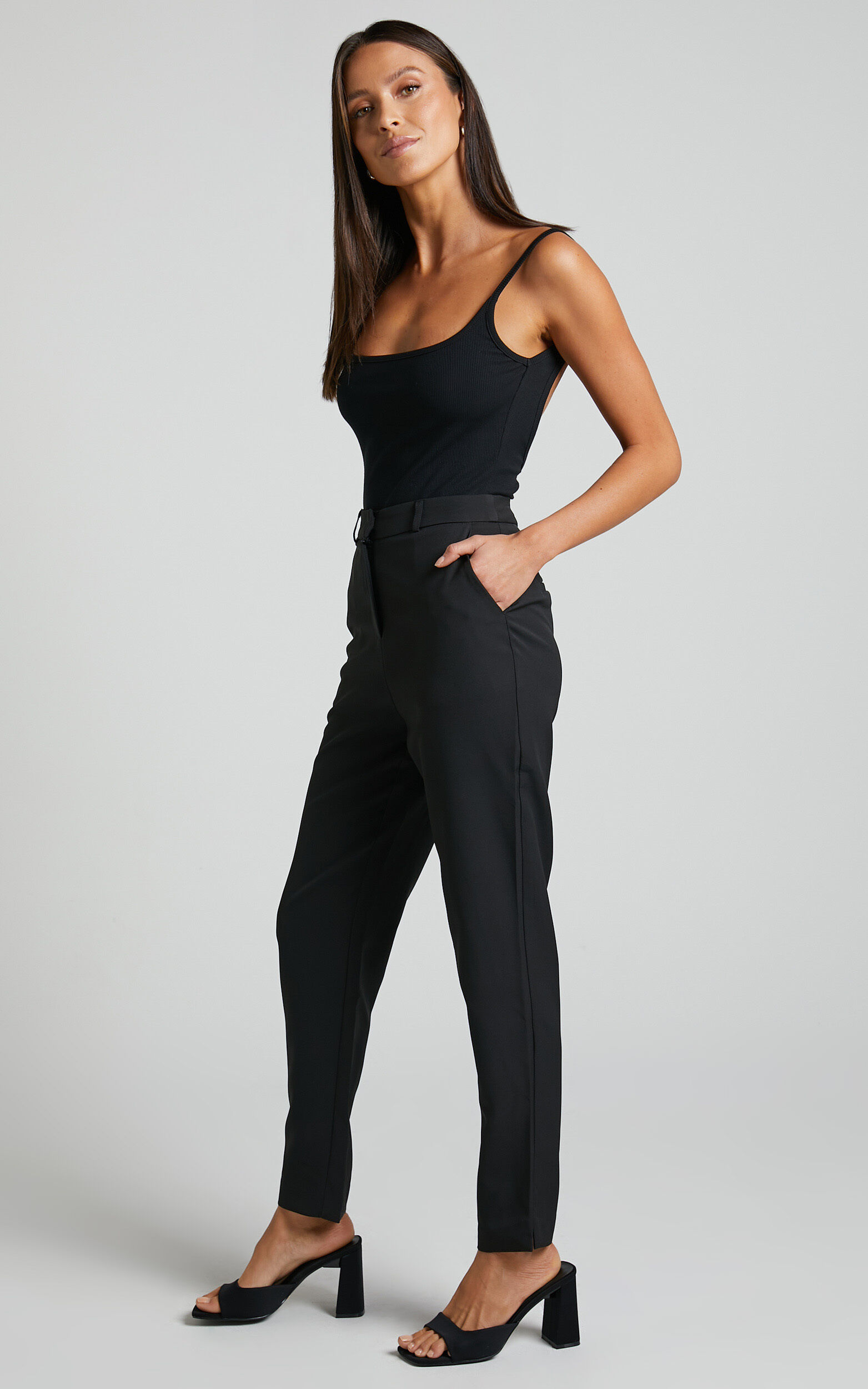 Hermie Pants - High Waisted Cropped Tailored Pants in Black