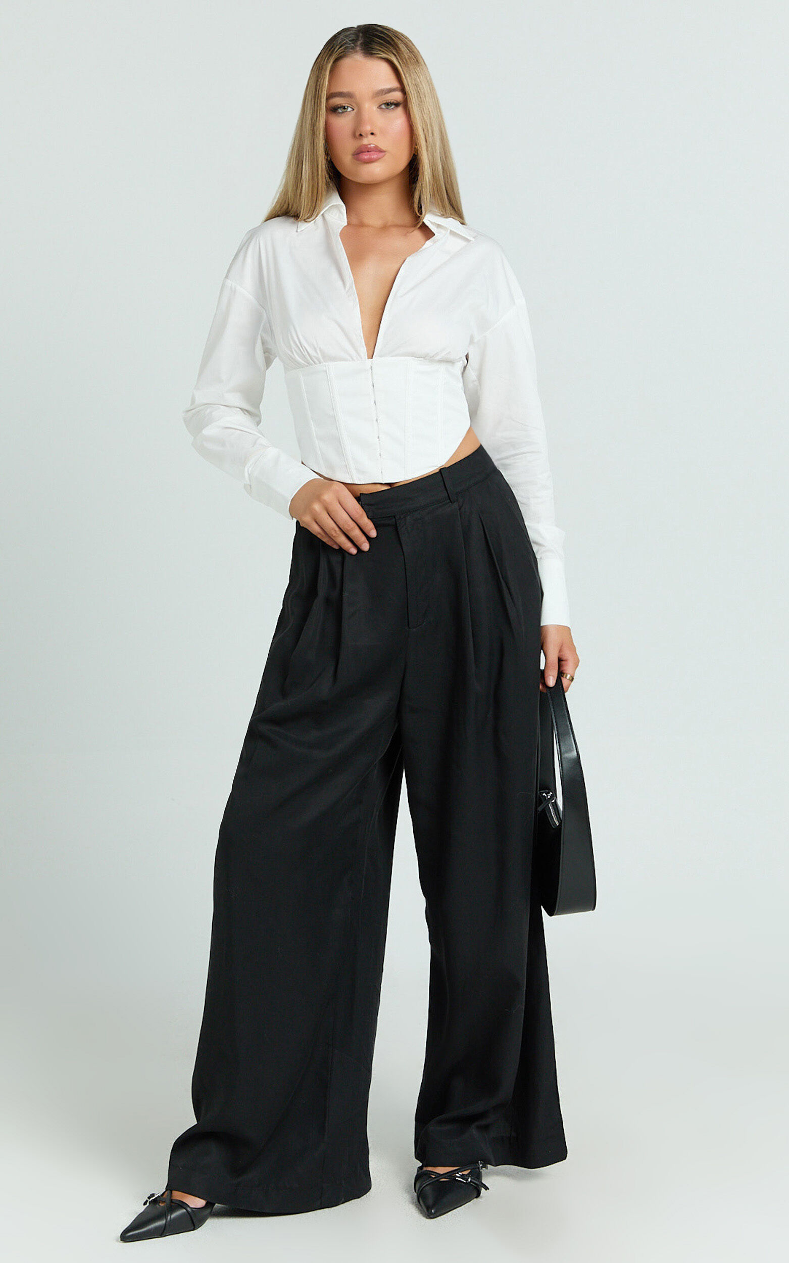 Clarke Pants - High Waist Wide Leg Pants in Black
