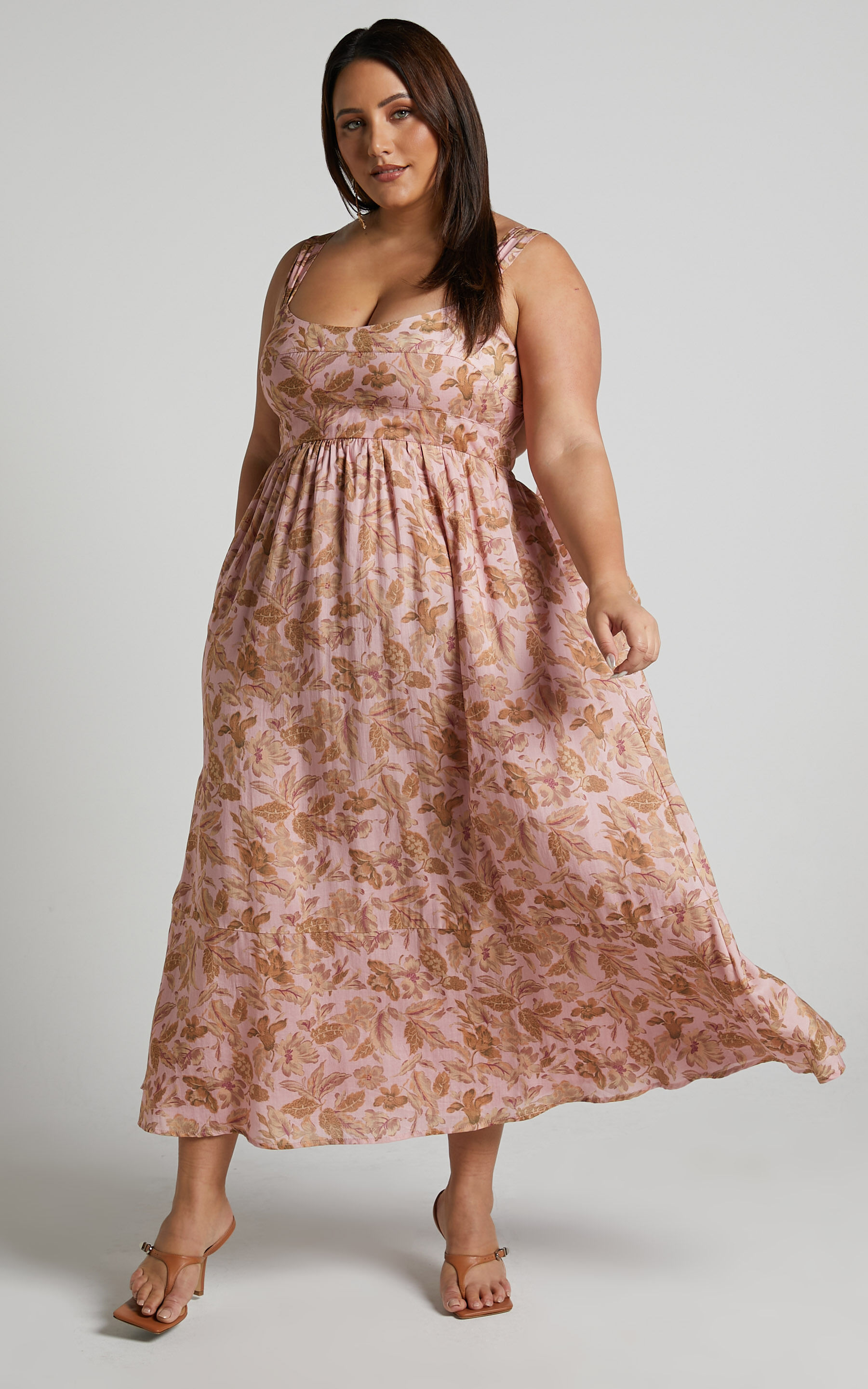 Amalie The Label - Kai Double Tie Back Midi Dress in Vahala Print