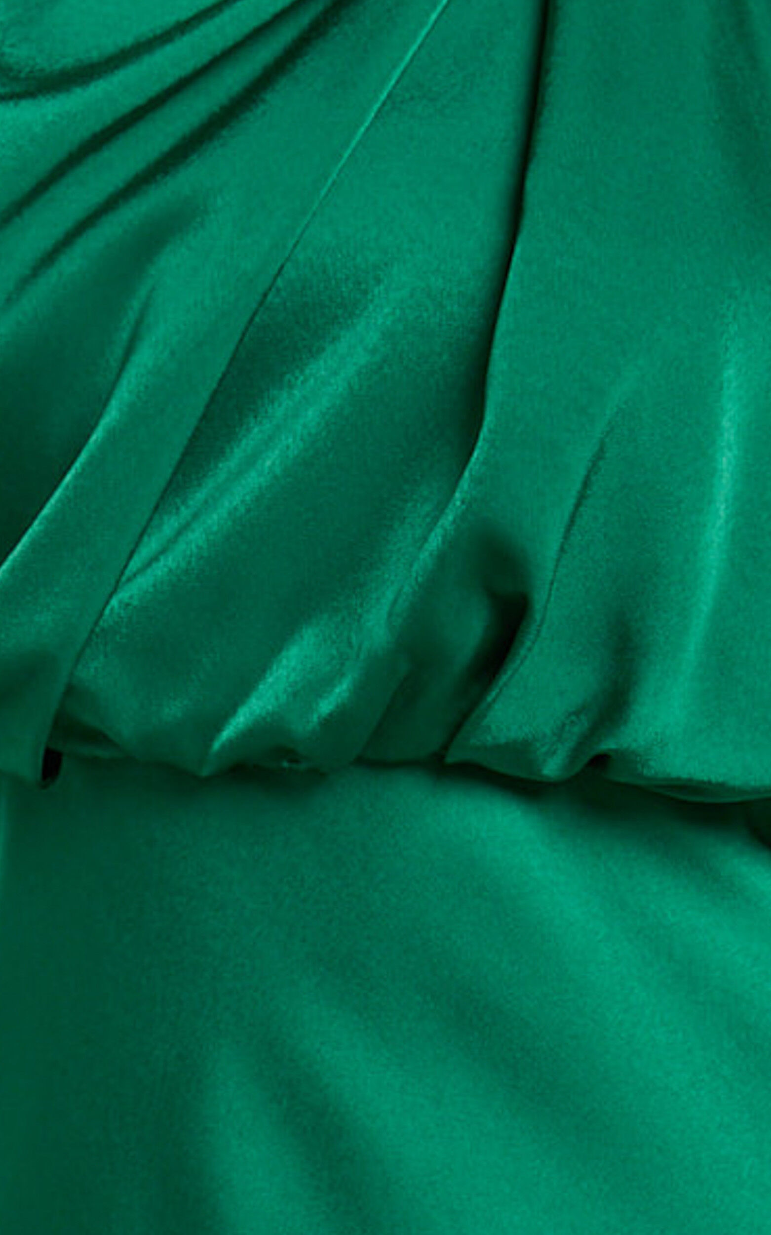 Schantal Mini Dress - Drape Neck Satin Slip Dress in Emerald