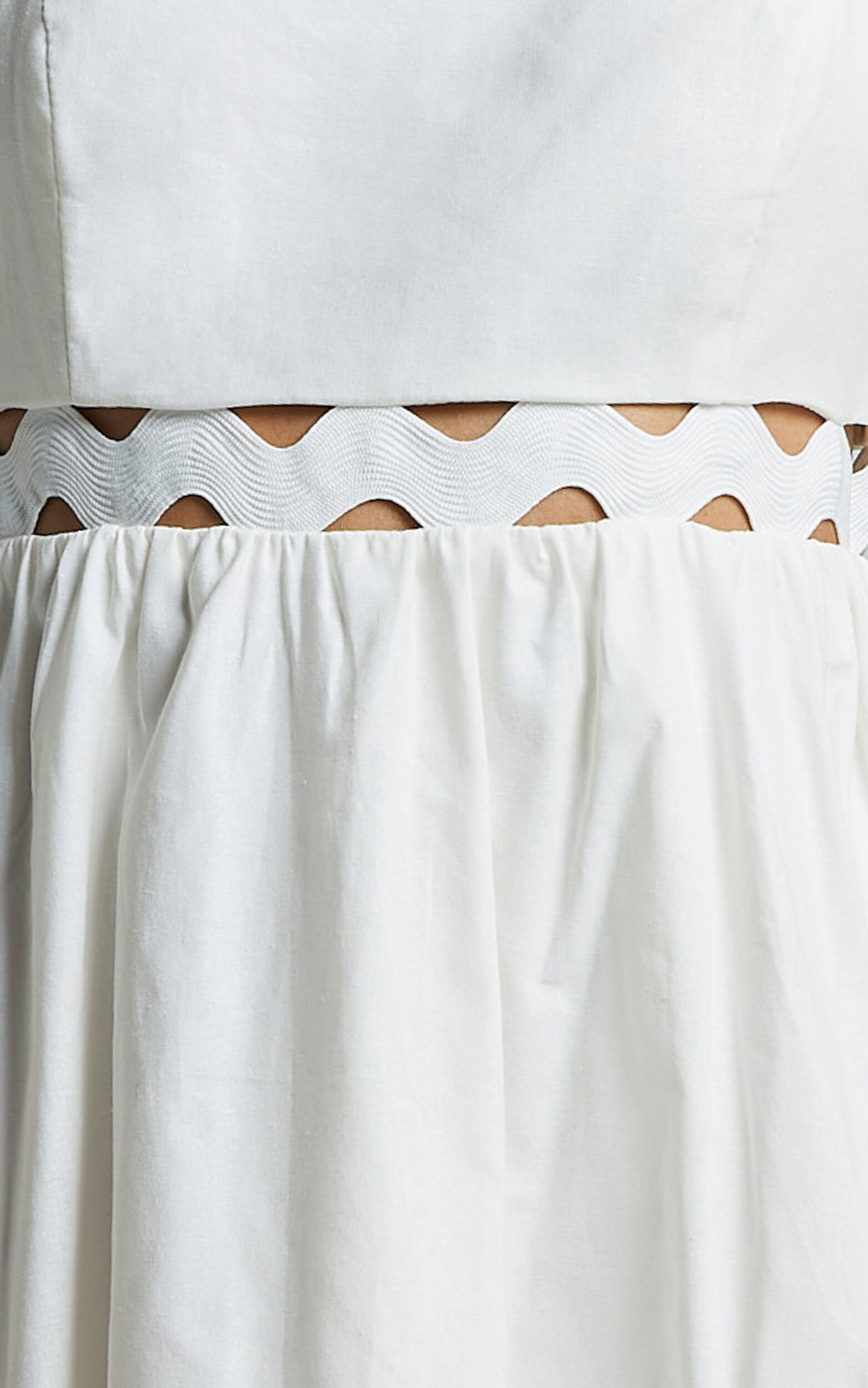 Brylee Mini Dress - Strappy Wave Neck Pleated Dress in White