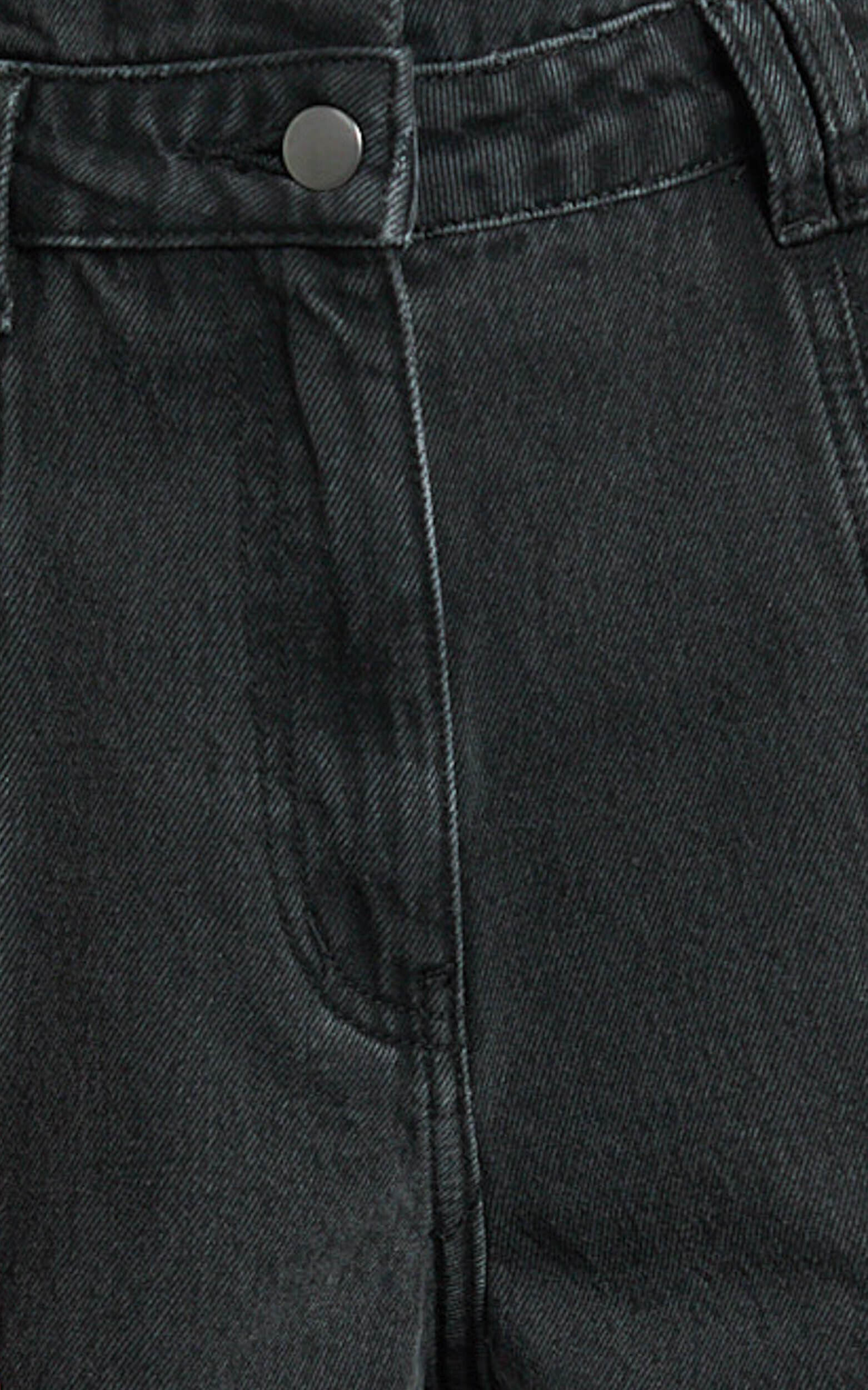 Kayla Shorts - High Waisted A Line Denim Shorts in Washed Black