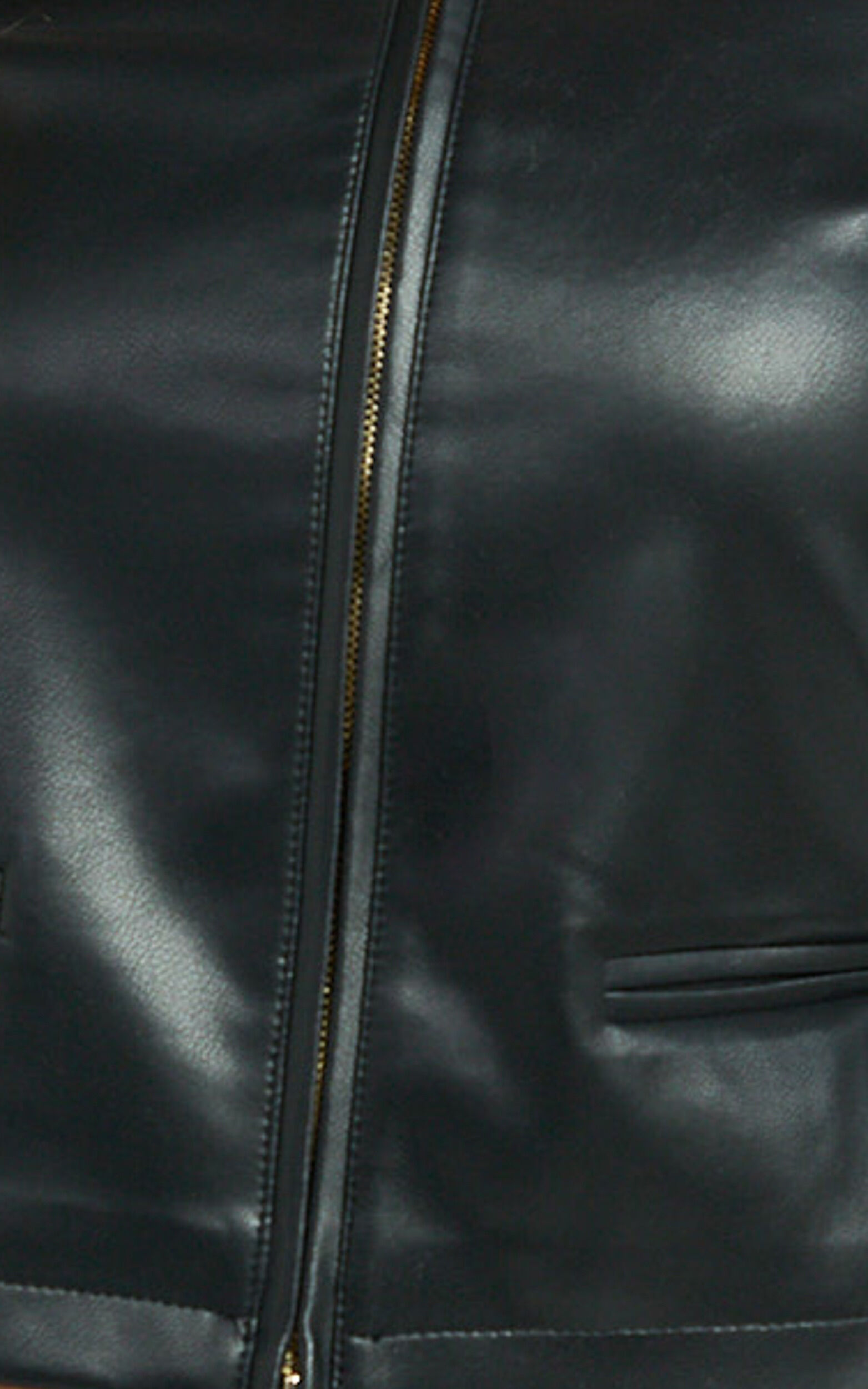 Heather Jacket - Faux Leather Crop Fitted Jacket in Black