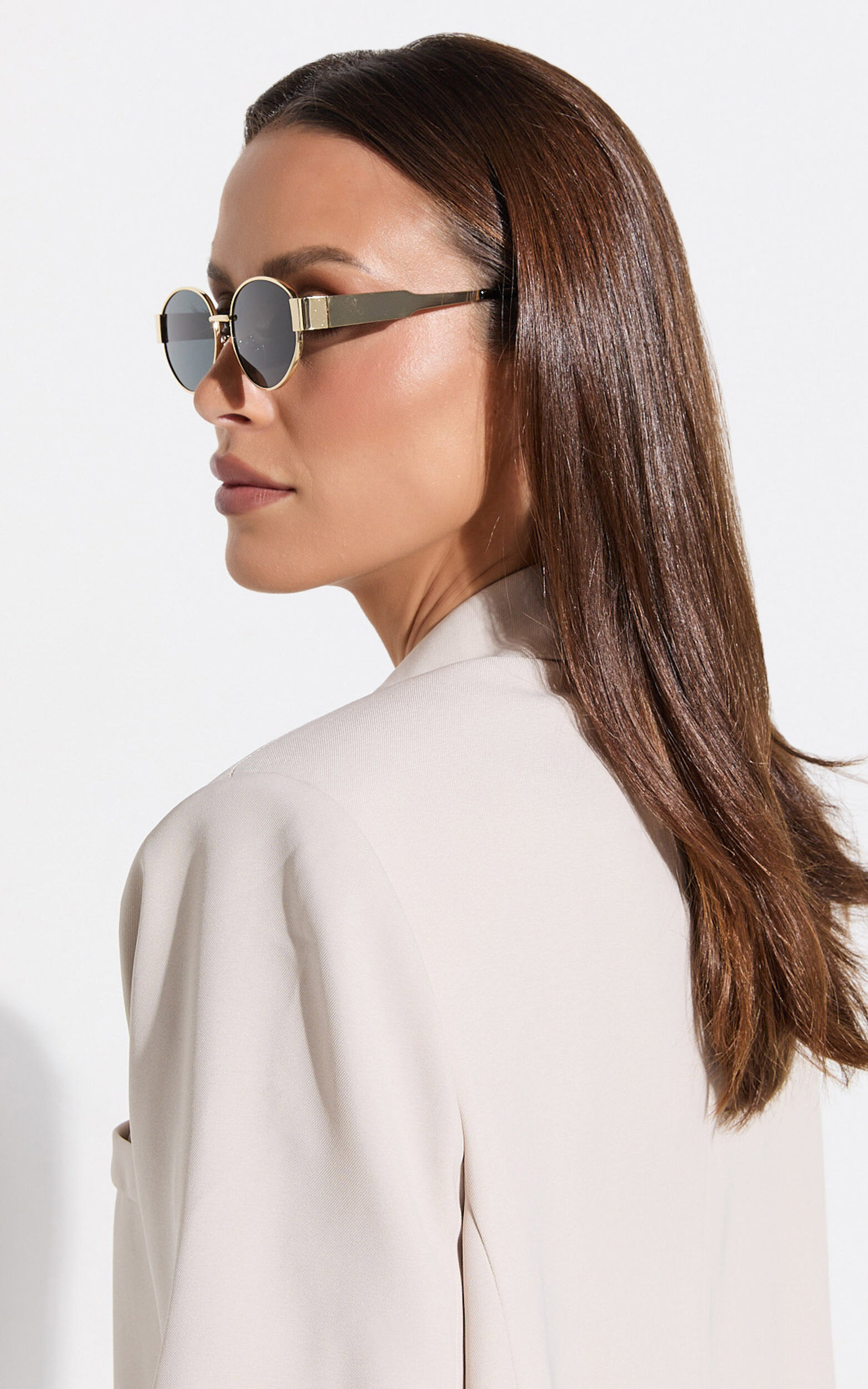 Marcia Sunglasses - Oval Shape Sunglasses in Gold