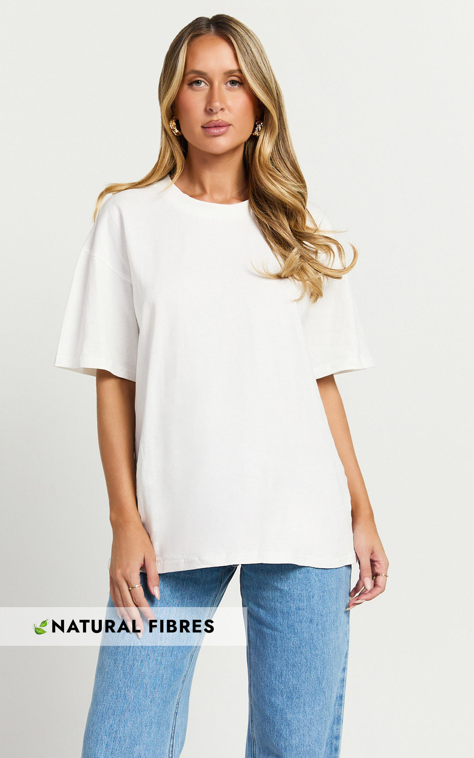 Prizza Top - Longline Boyfriend Tee Top in White