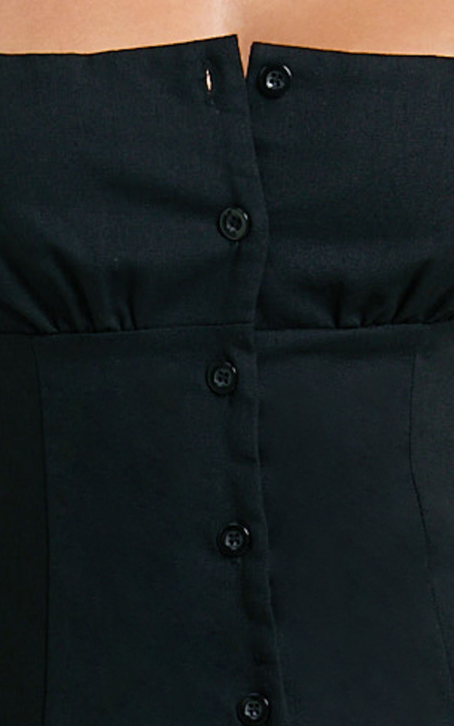 Cameron Midi Dress - Button Front Tie Back Dress in Black