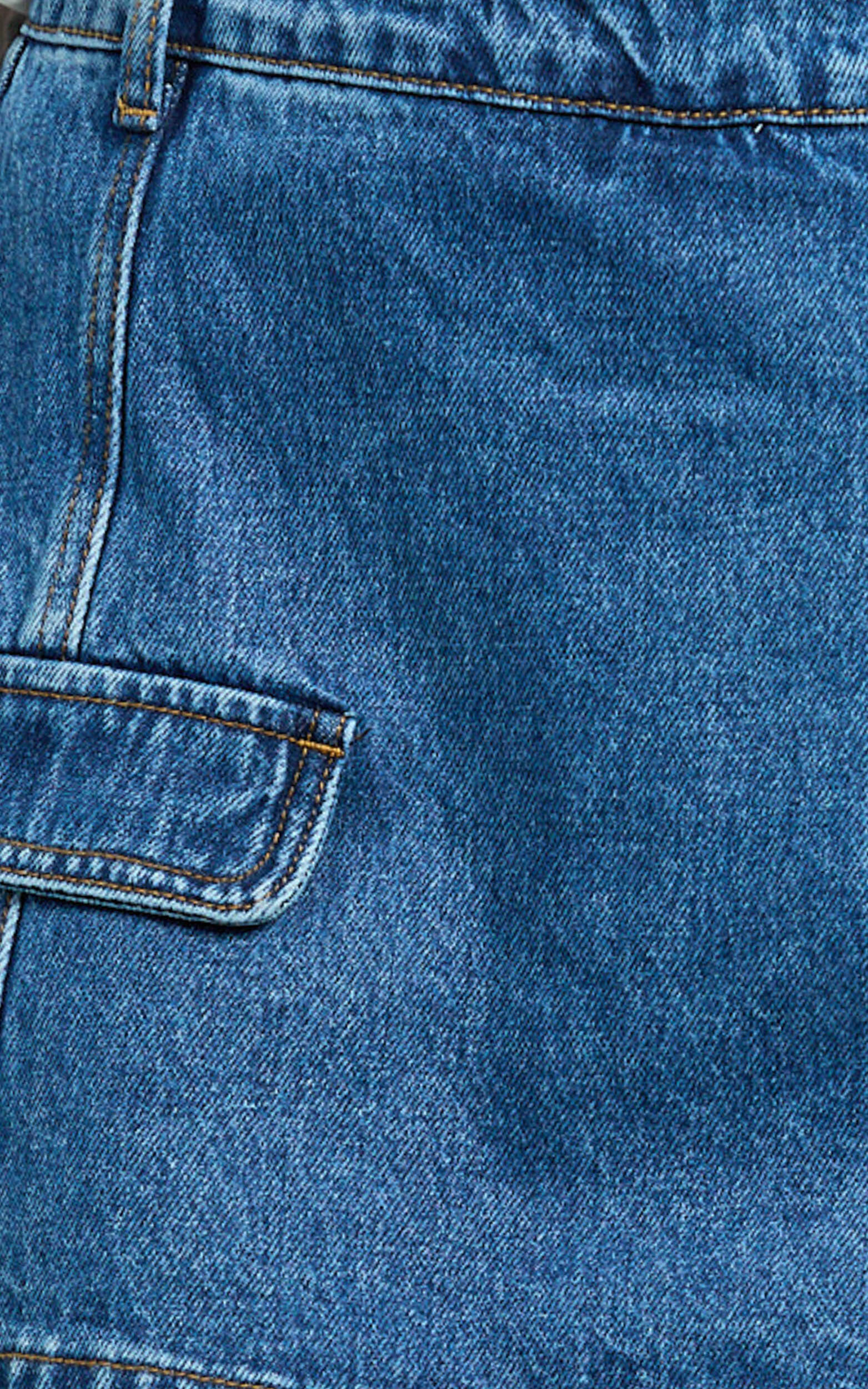 India Skort - Recycled Denim Mid Rise Skort in Dark Blue Wash