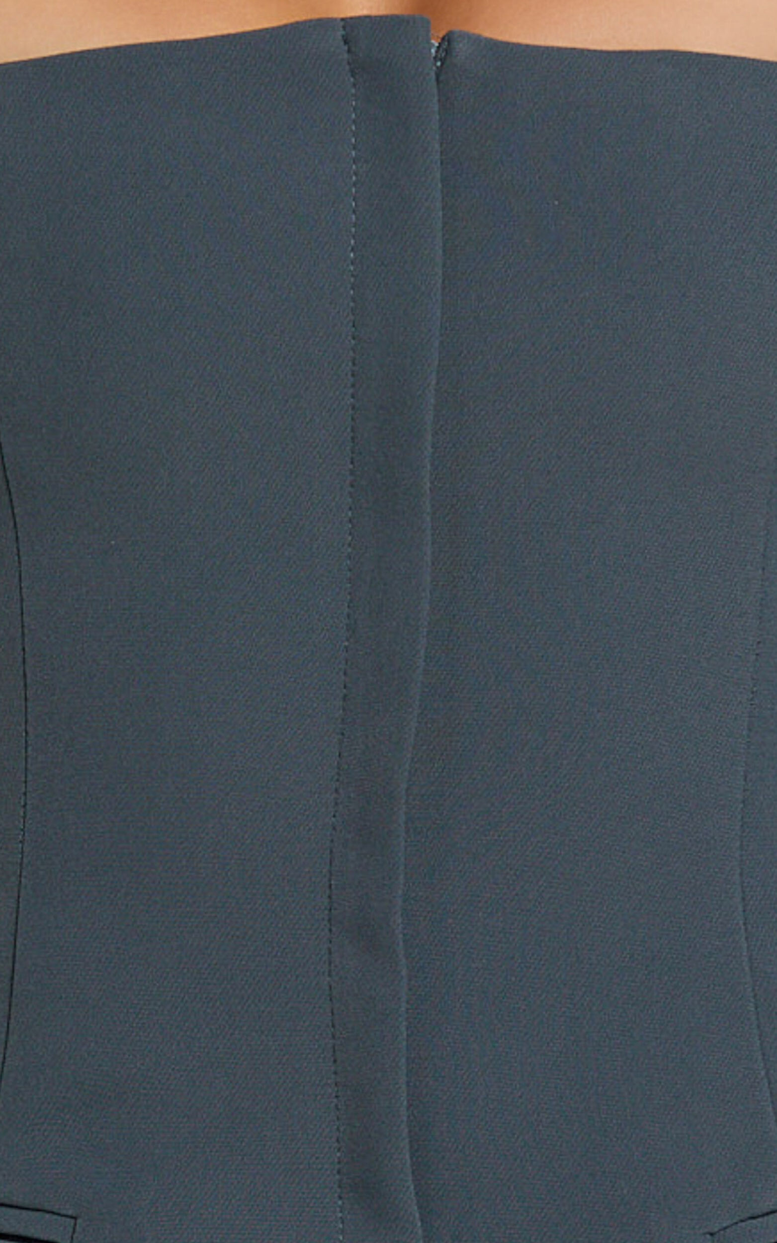 Jenni Mini Dress - Zip Through Square Neck Open Back Dress in Dusk Grey