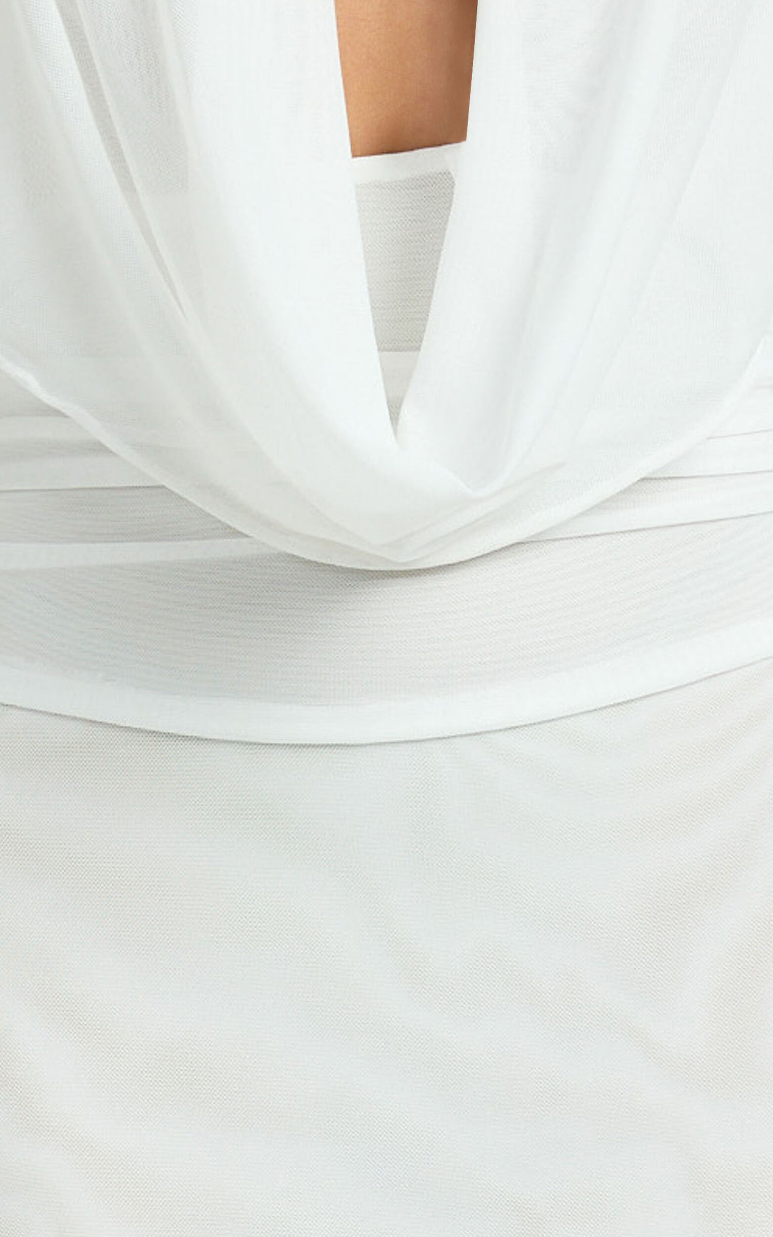 Bettina Maxi Dress - Low Cowl Neck Halter Bodycon Dress in Off White