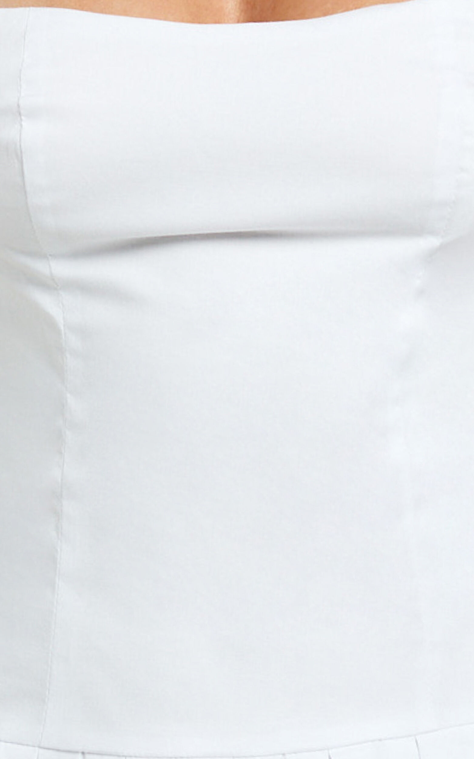 Stefanie Mini Dress - Scoop Neck Drop Waist Pleated Dress in White