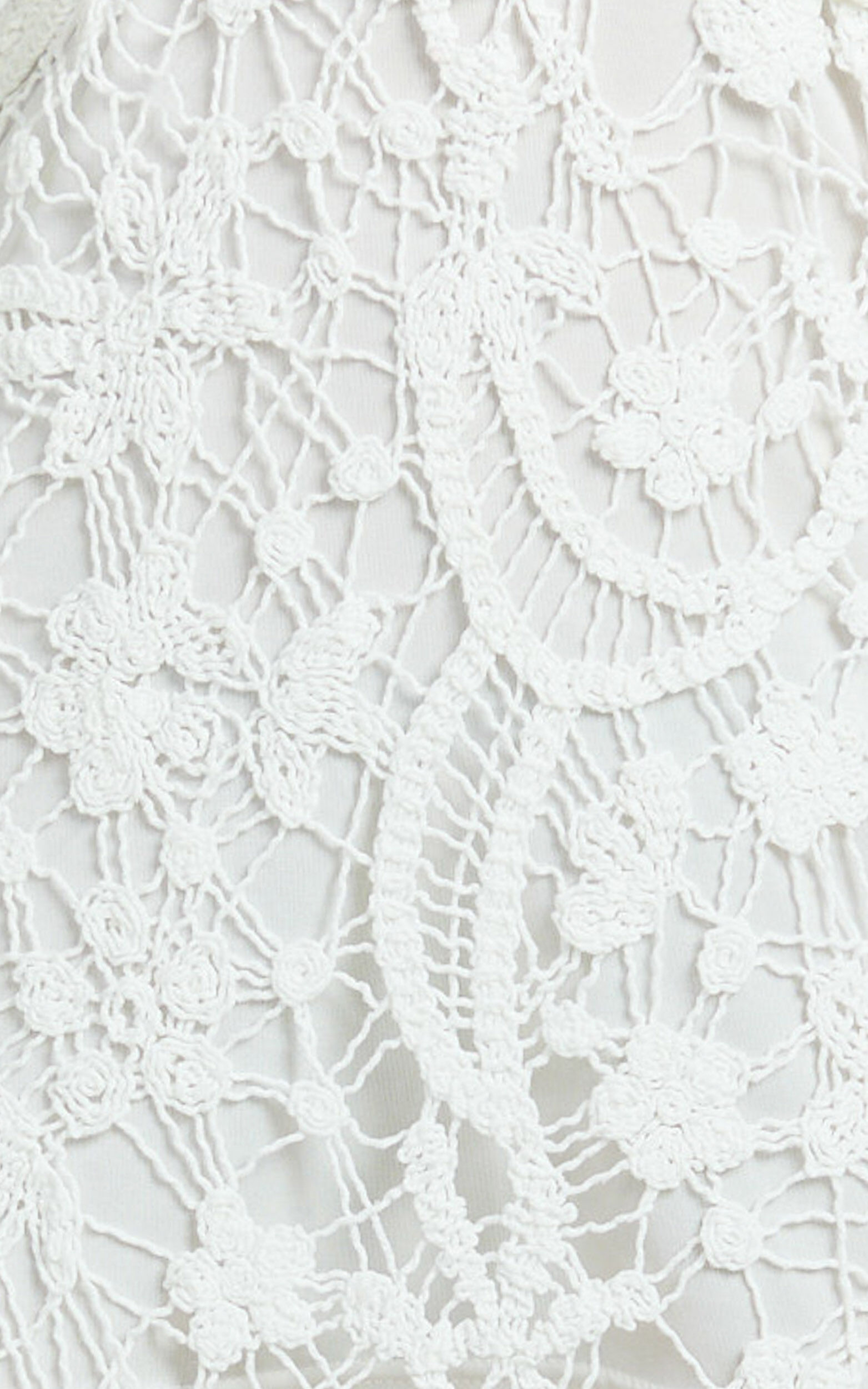 Heather Maxi Dress - Square Neck Strappy Fitted Crochet Column Dress in White