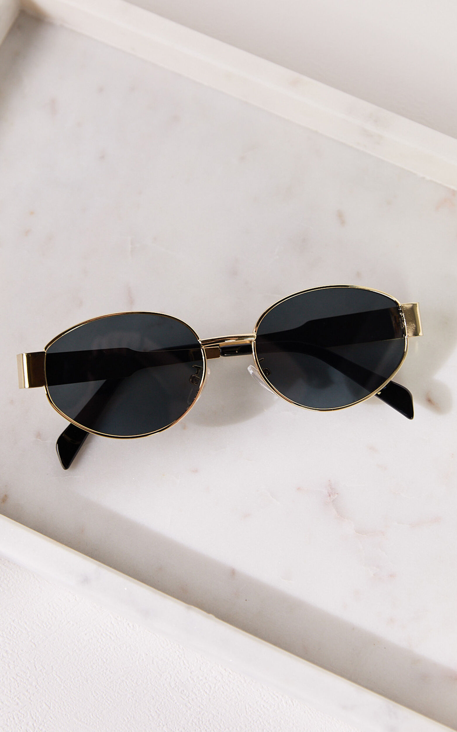 Marcia Sunglasses - Oval Shape Sunglasses in Gold