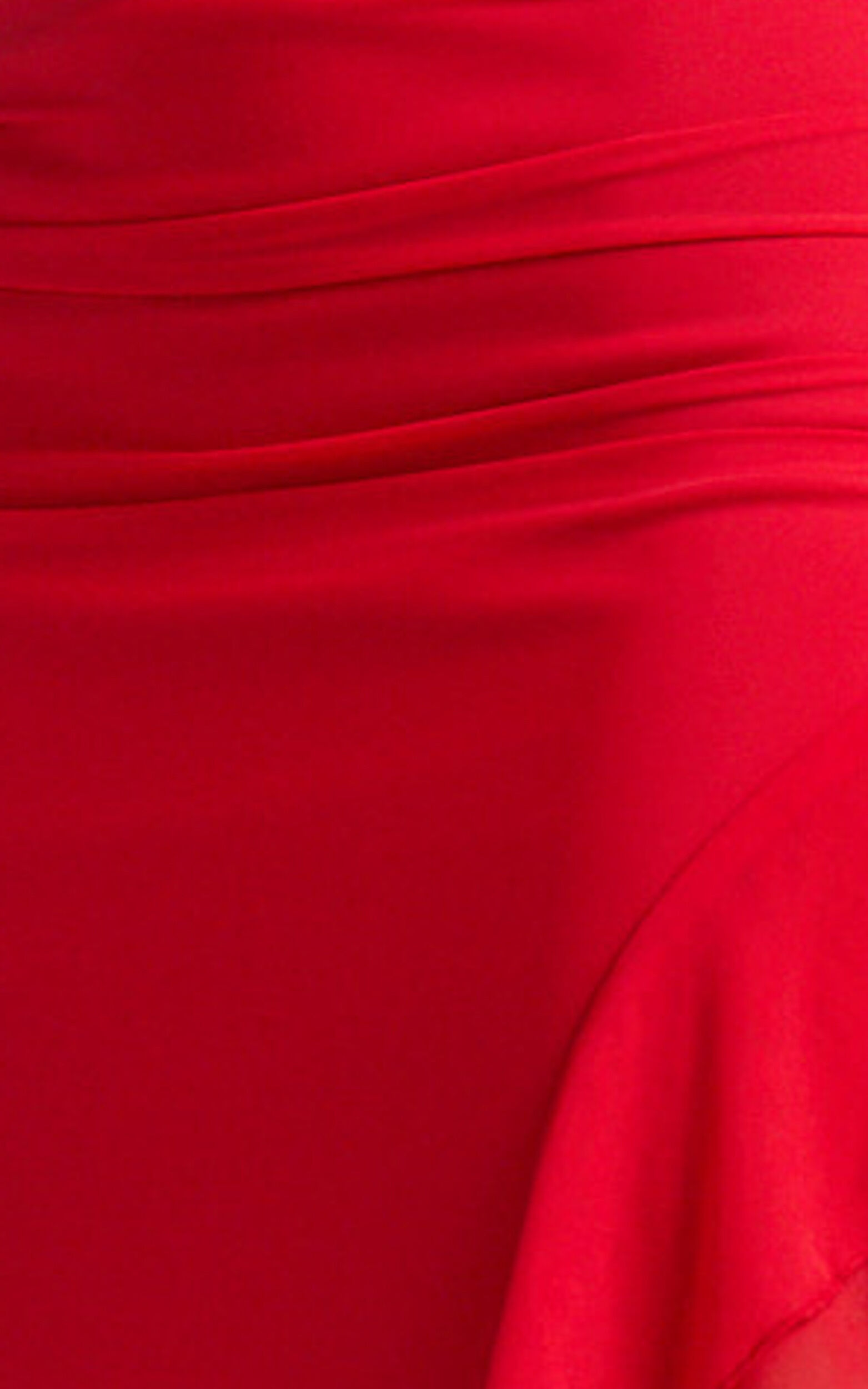 Almarie Midi Dress - Halter Neck Mesh Dress in Red