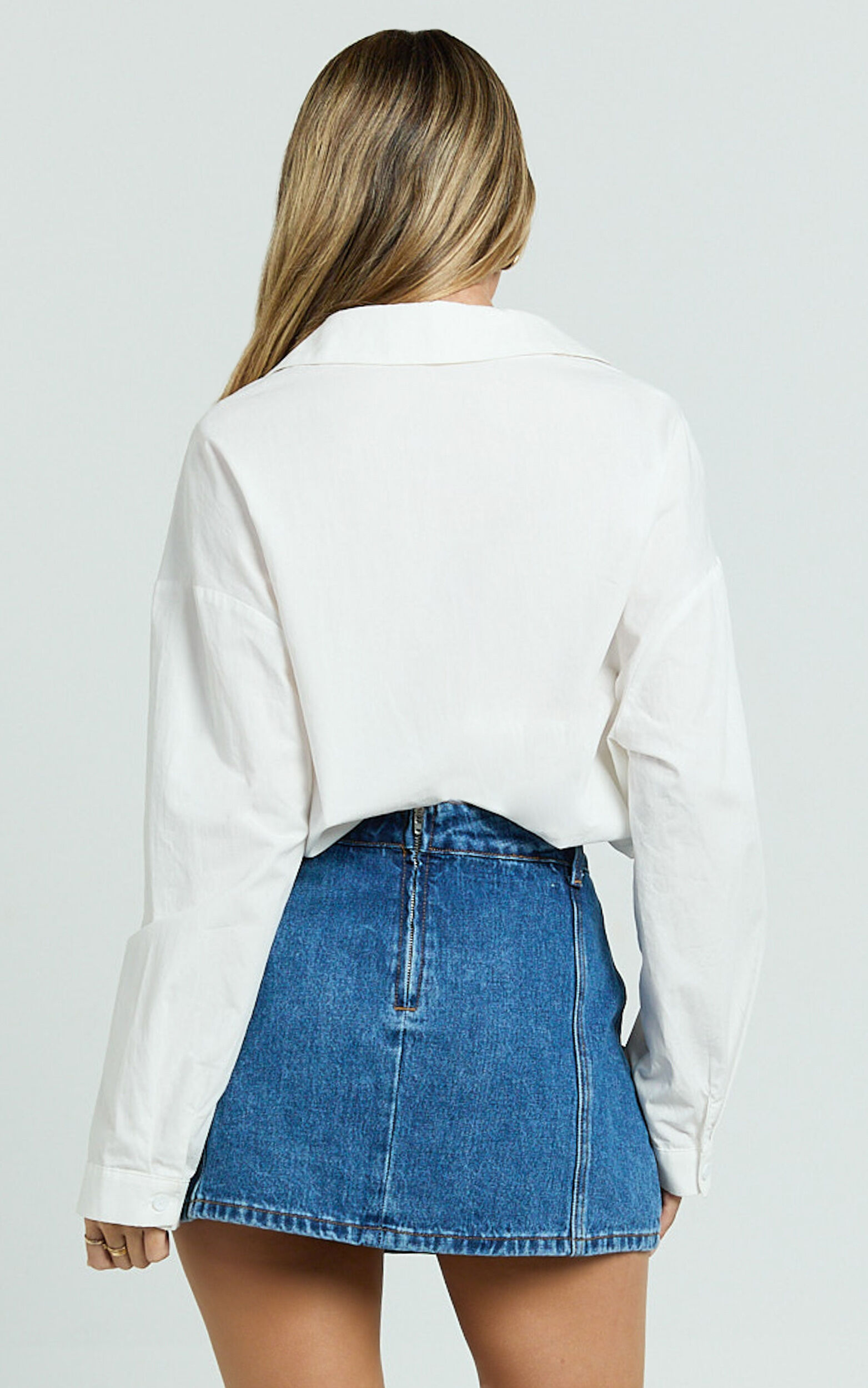 India Skort - Recycled Denim Mid Rise Skort in Dark Blue Wash