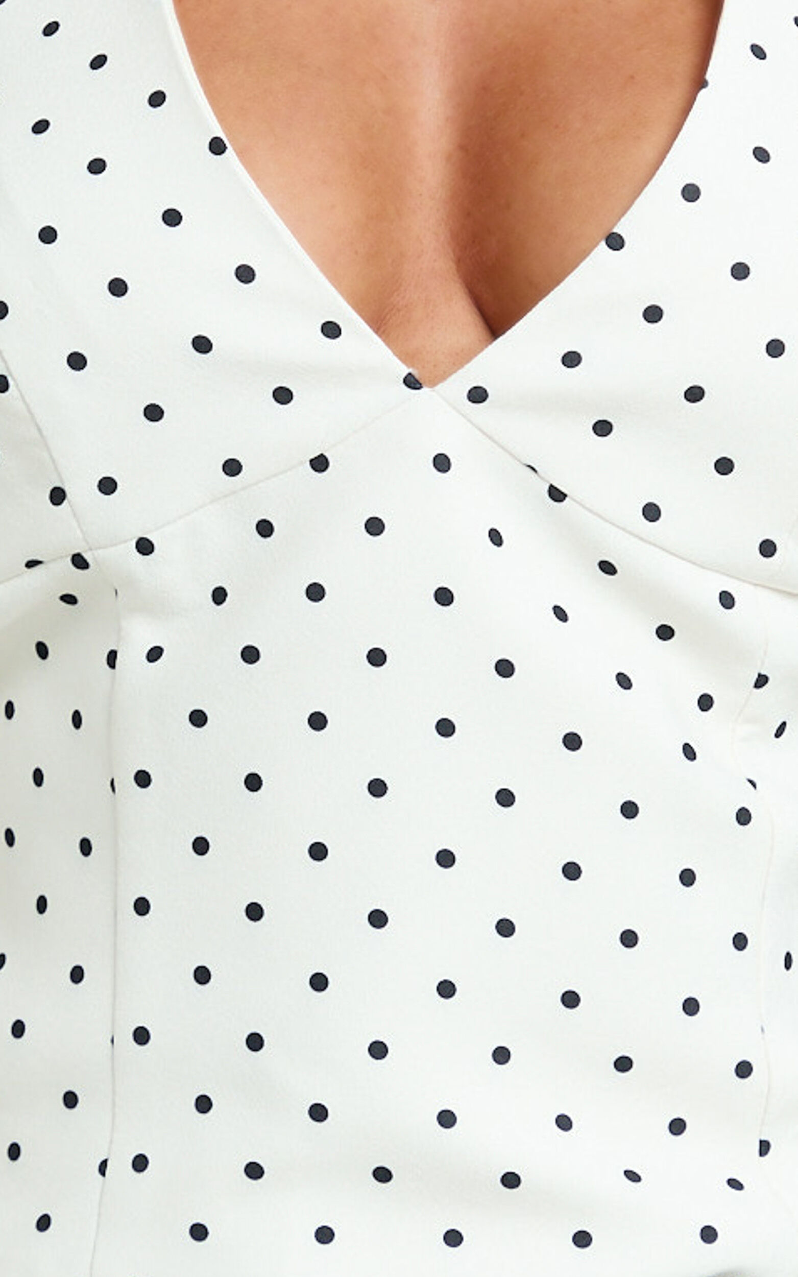 Amani Top - Recycled Halter Plunge Neck Polkadot Top in White