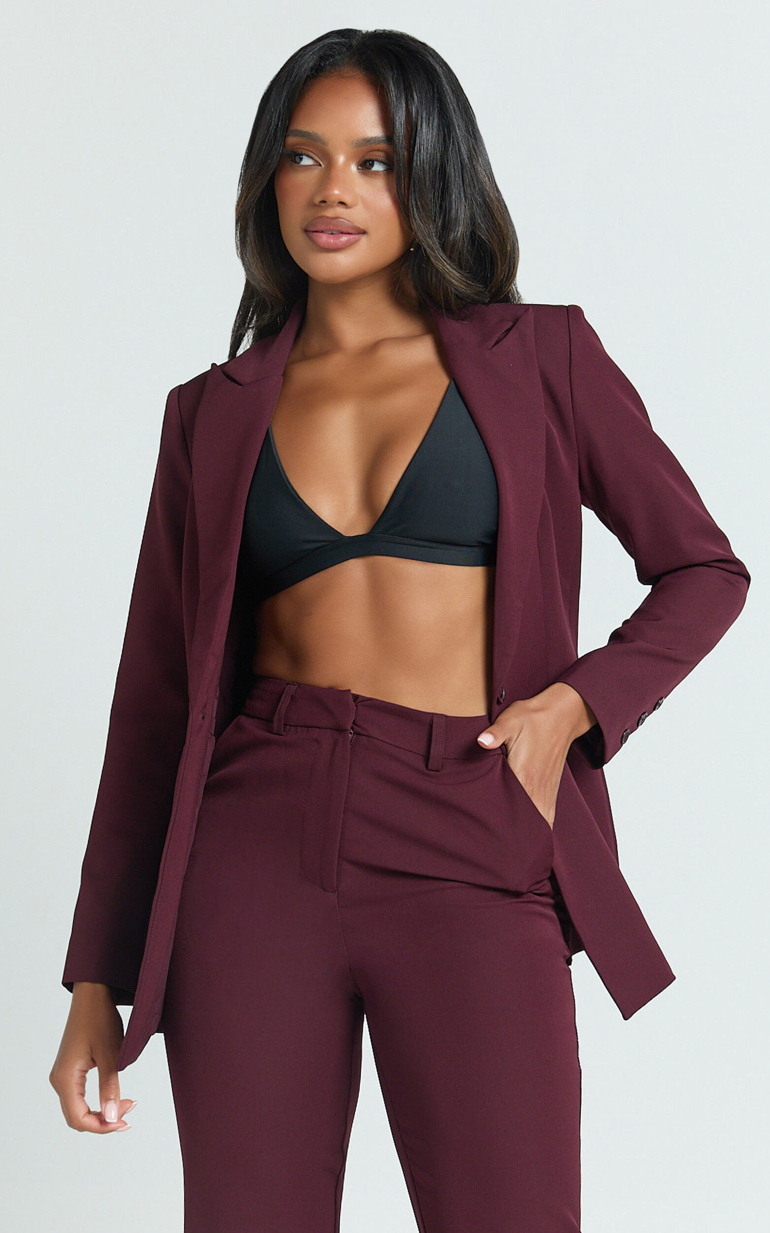Hermie Blazer - Single Breasted Blazer in Wine