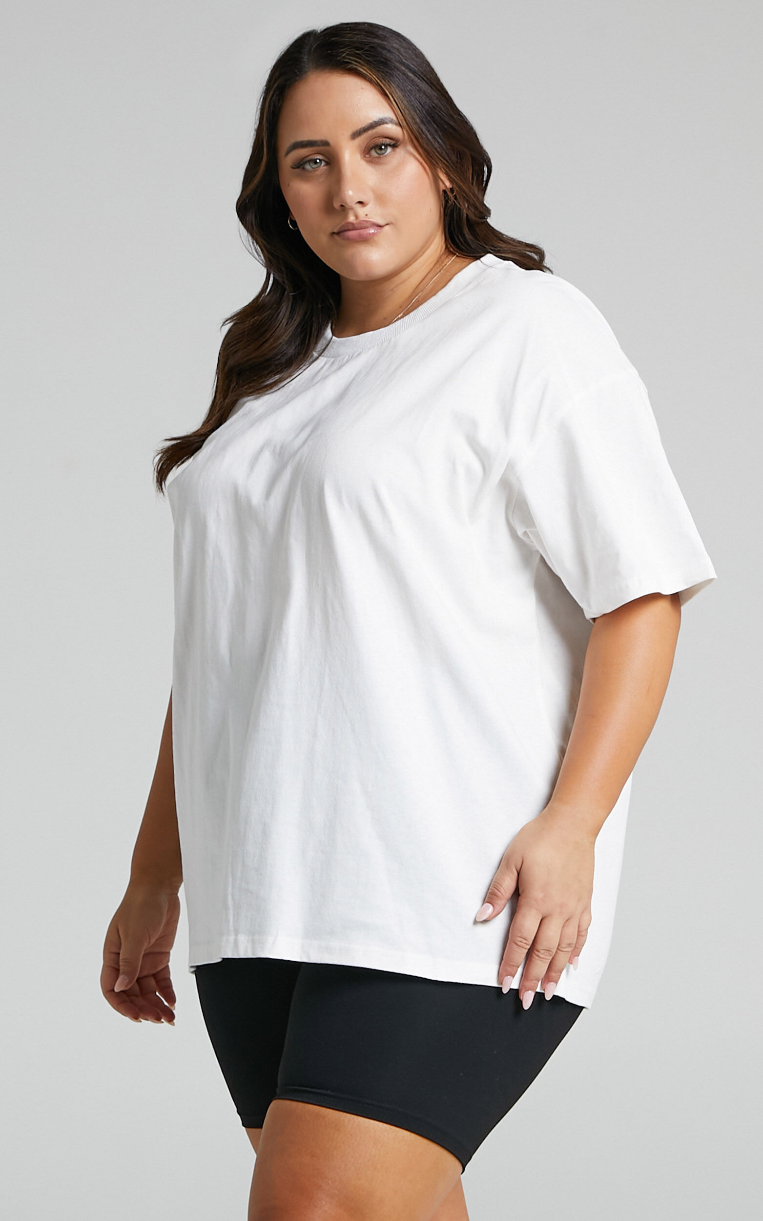 Prizza Top - Longline Boyfriend Tee Top in White