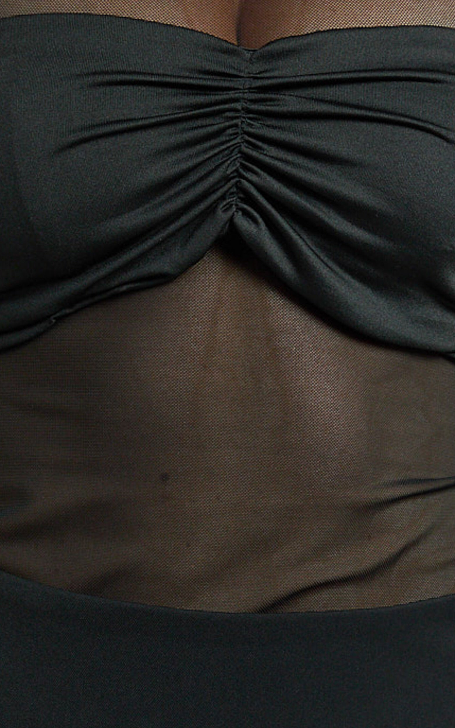 Makenna Top - Boat Neck Mesh Insert Top in Black