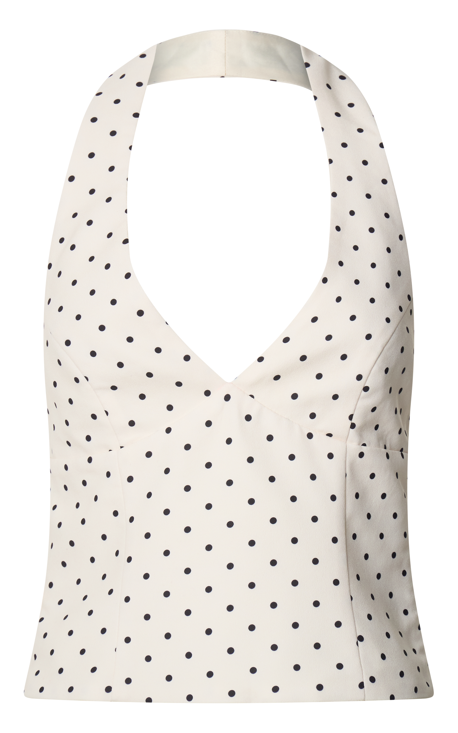 Amani Top - Recycled Halter Plunge Neck Polkadot Top in White