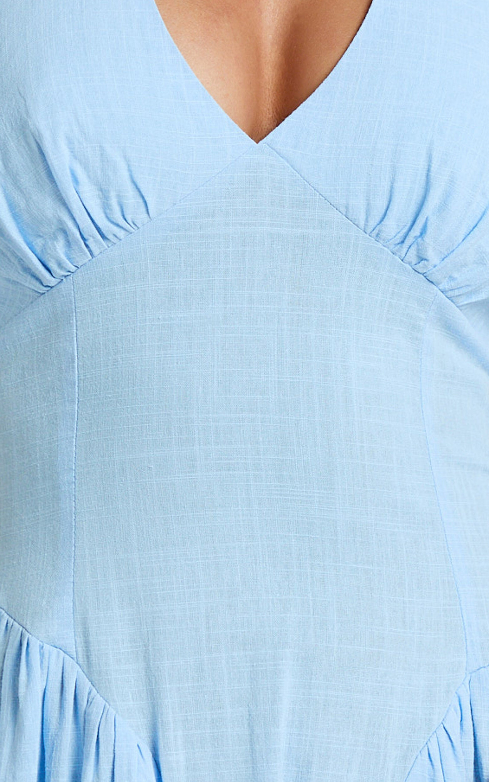 Athena Midi Dress - Halter Drop Waist Dress in Blue