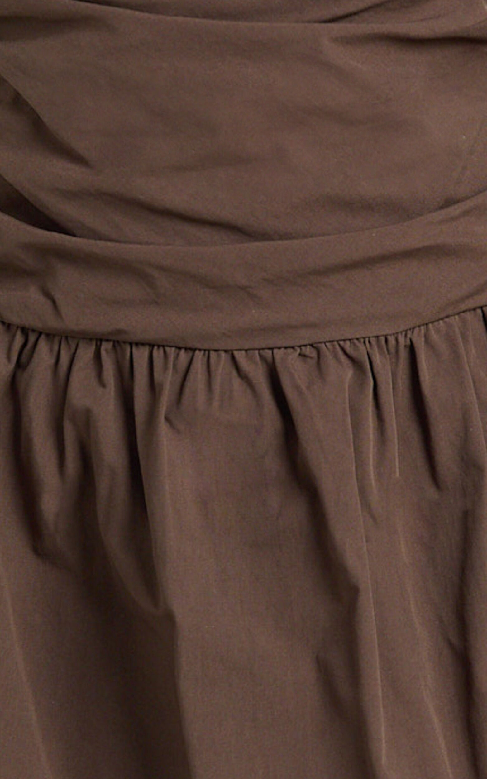 Donatella Mini Dress - Strapless Drop Waist Dress in Chocolate