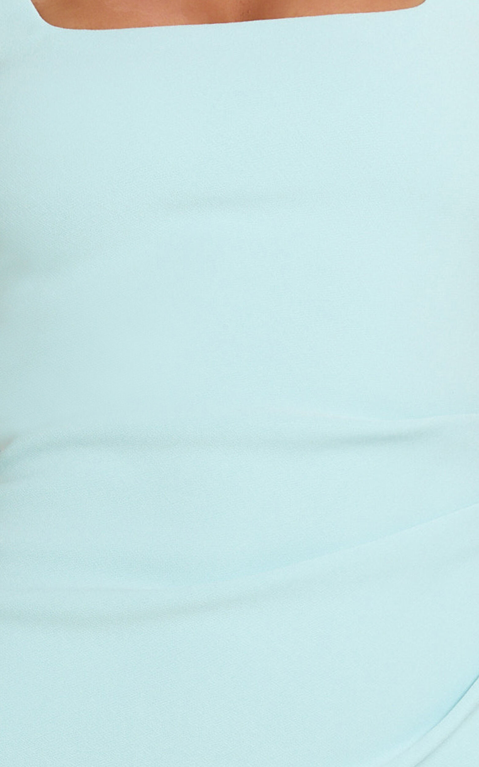 Tessa Maxi Dress - Square Neck Ruched Side Bodycon Dress in Light Blue