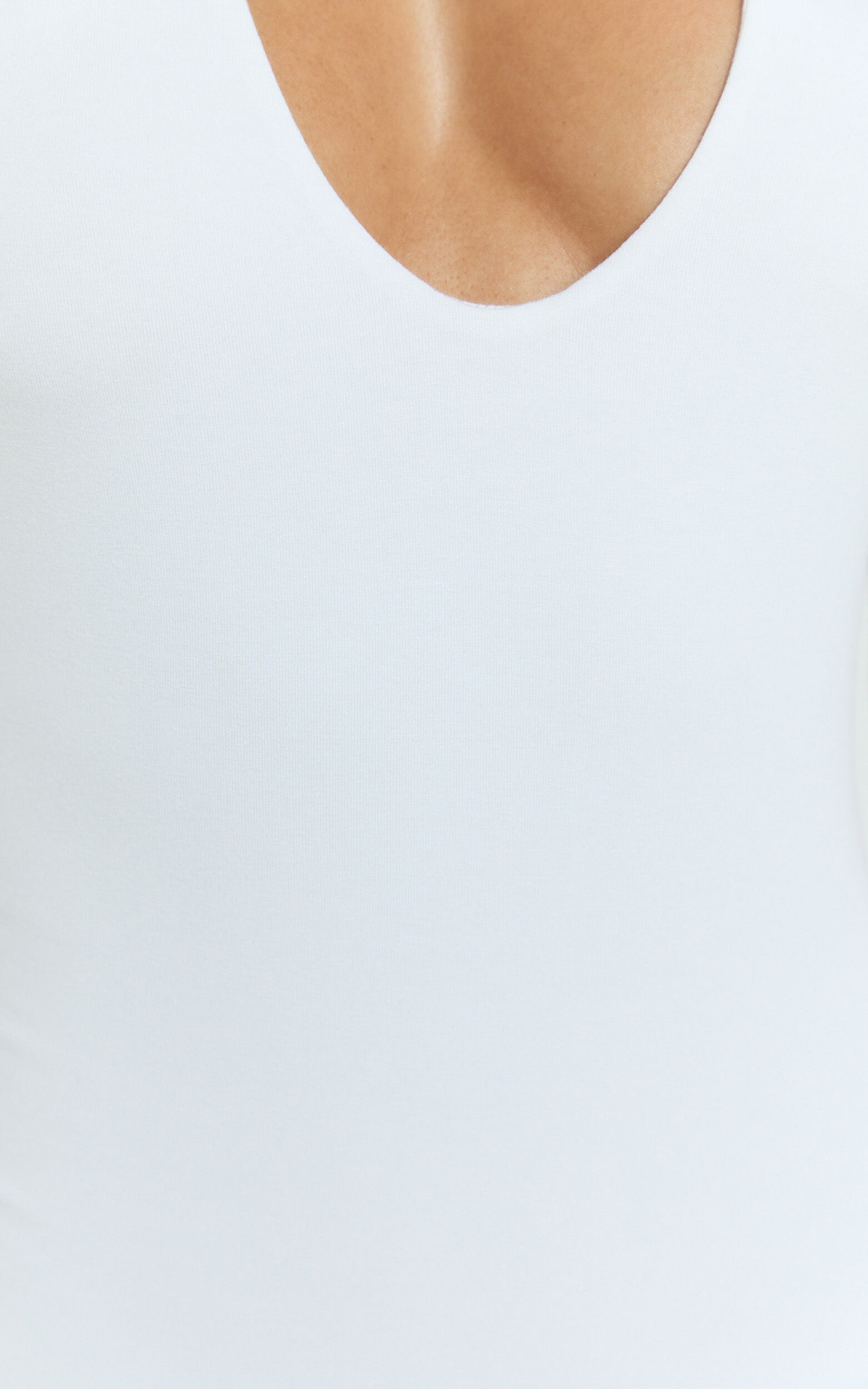 Suzanna Bodysuit - V Neck Halter Bodysuit in White