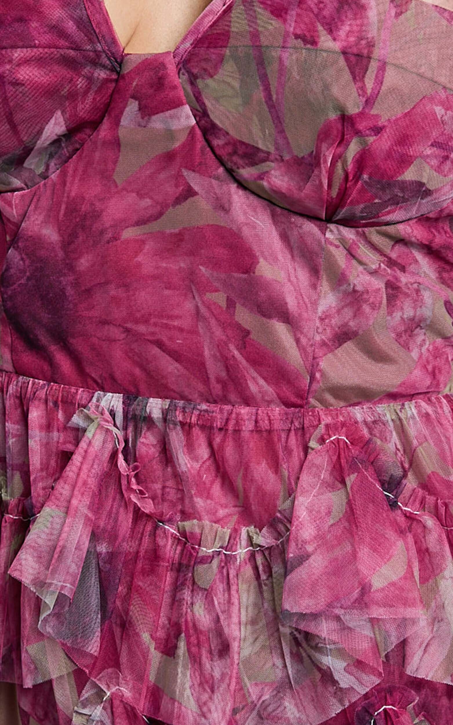 Amalie The Label - Josette Tulle Tiered Maxi Dress in Pink Floral