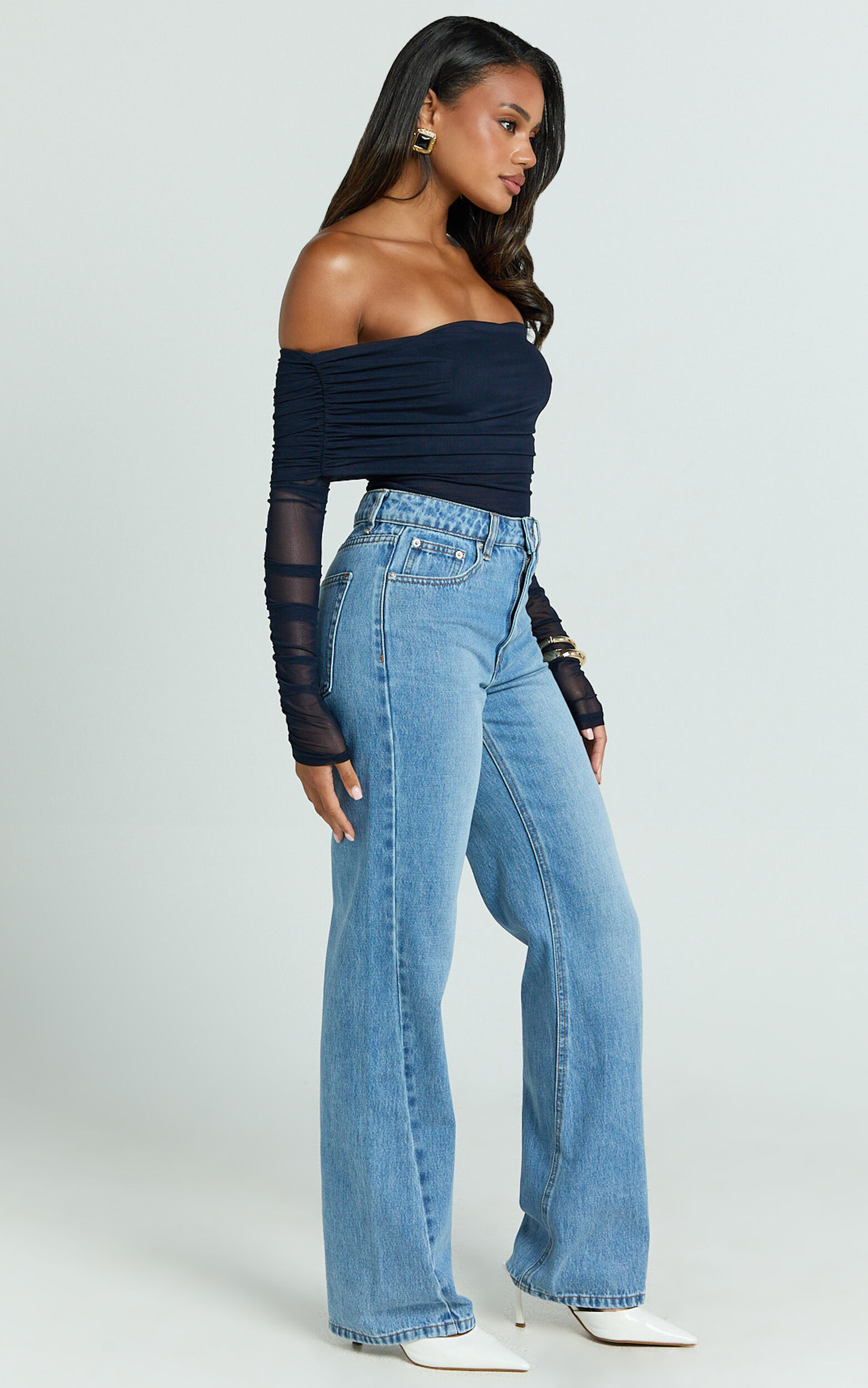 Abbie Jeans - Mid Rise Straight Leg Recycled Denim Jeans in Mid Blue Wash