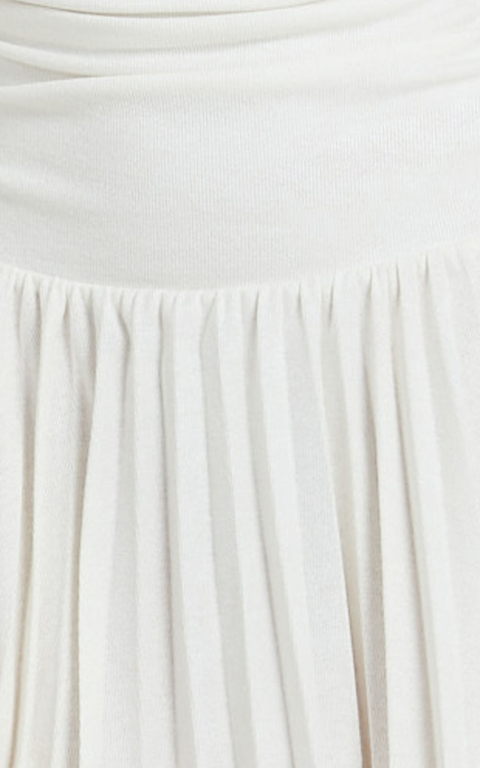 Presley Mini Dress - One Shoulder Ruched Side Pleated Fit And Flare Dress in Cream