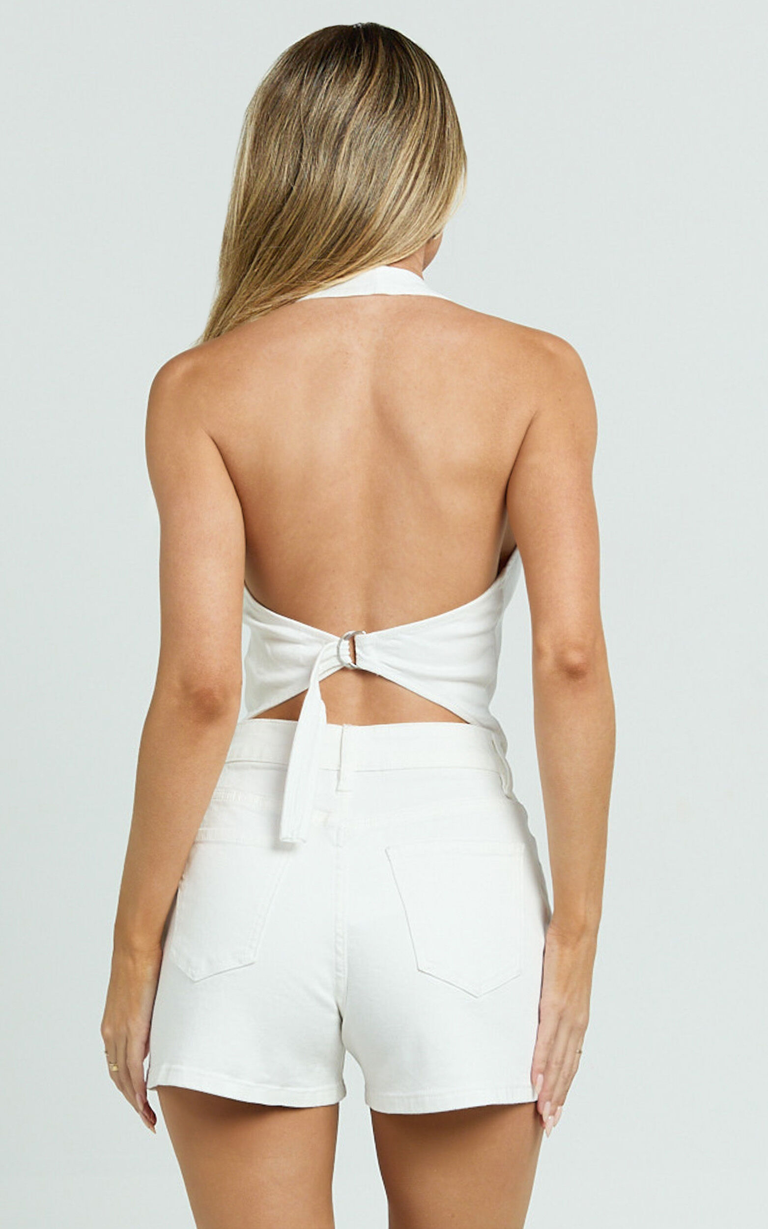 Erin Shorts - Mid Rise Denim Shorts in White Denim