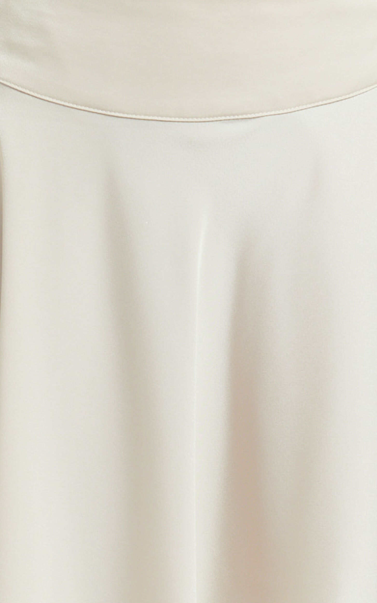 Eugenia Midi Skirt - Mid Waisted Asymmetric Satin Skirt in Cream