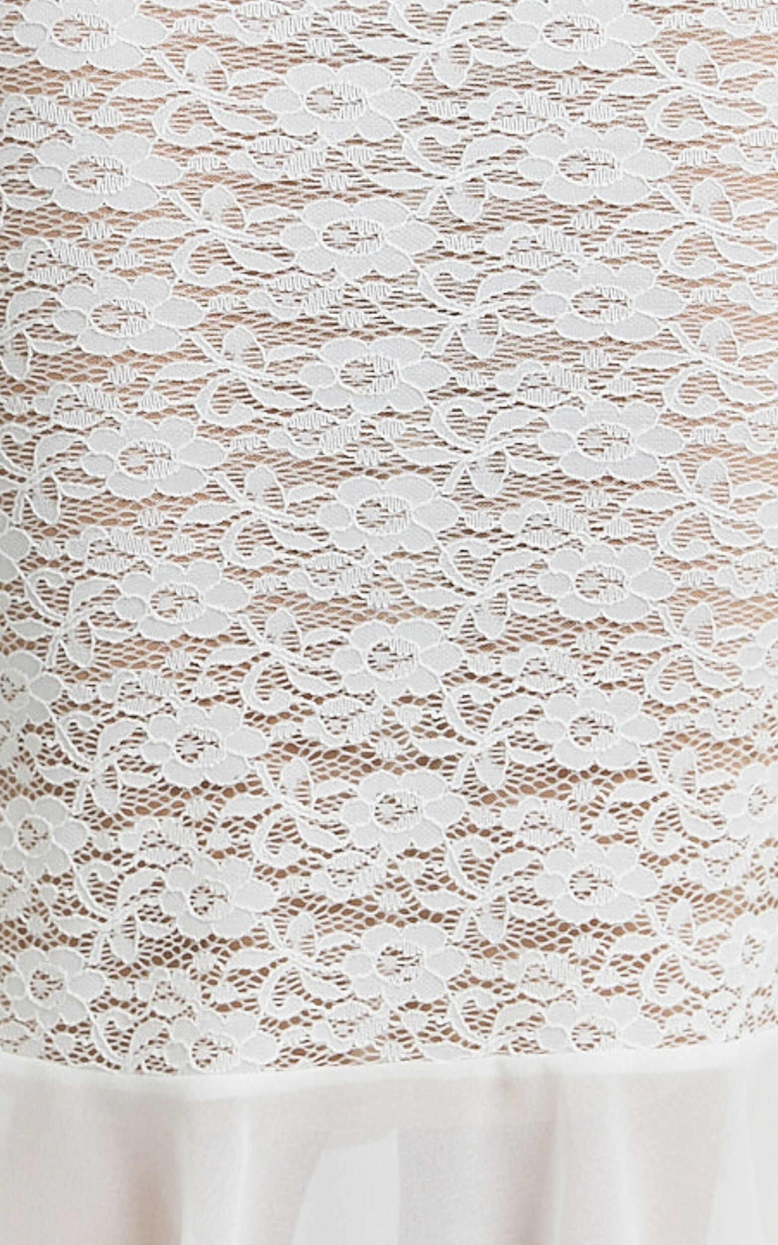 Imee Two Piece Top and Skirt Set - Lace Off Shoulder Top And Low Rise Skirt Set in White