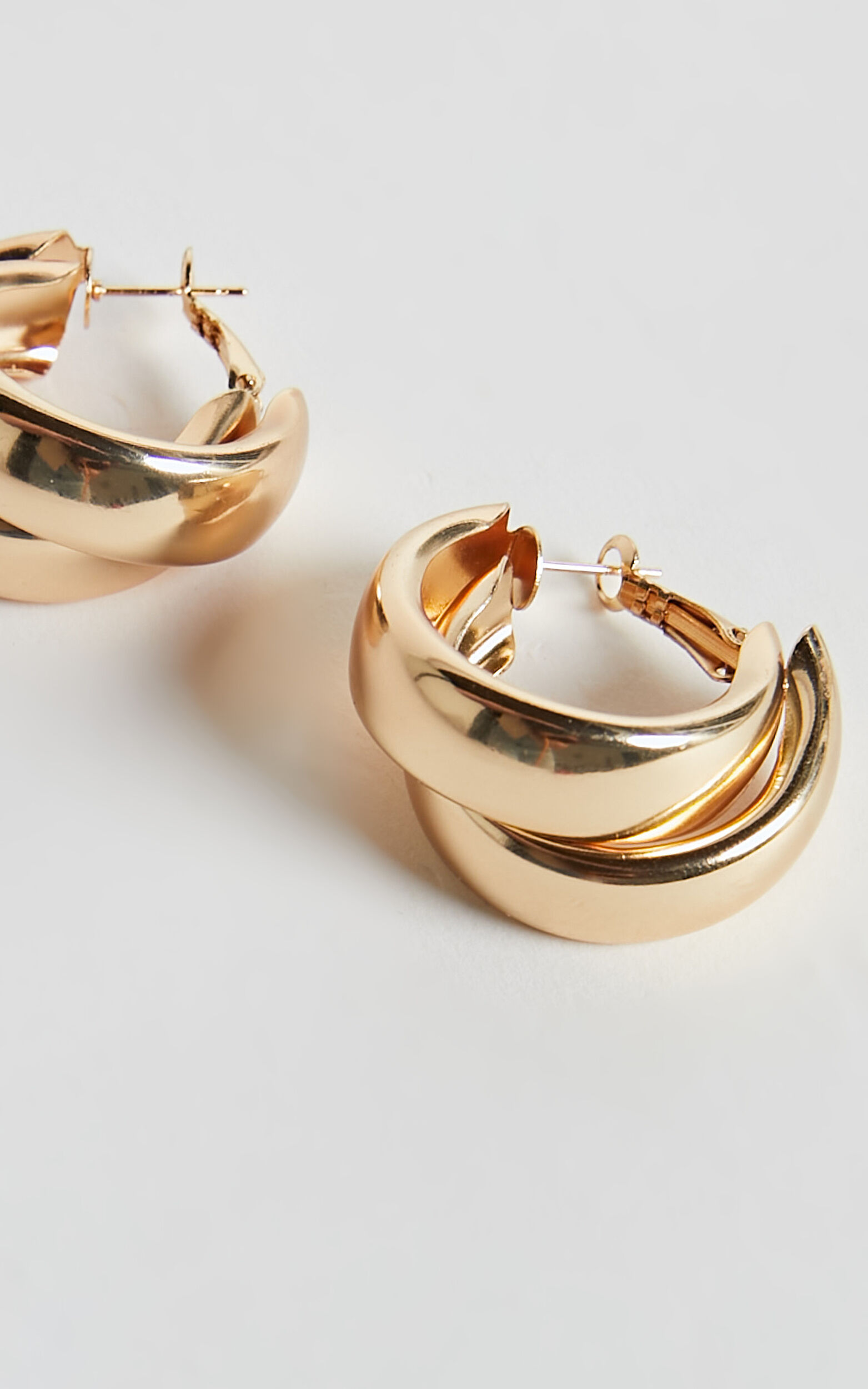 Adaleen Double Hoop Earrings in Gold