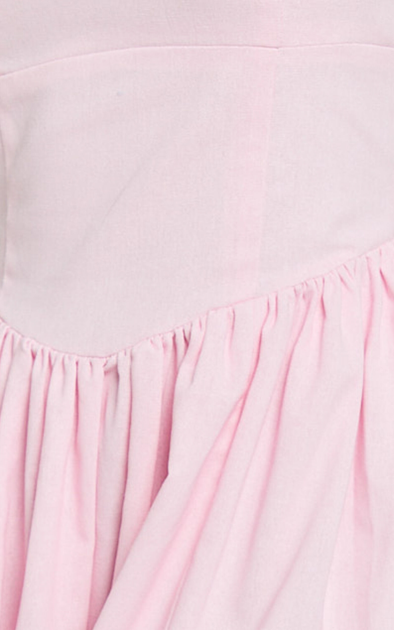 Morris Midi Dress - Linen Scoop Neck Gathered Dress in Pink