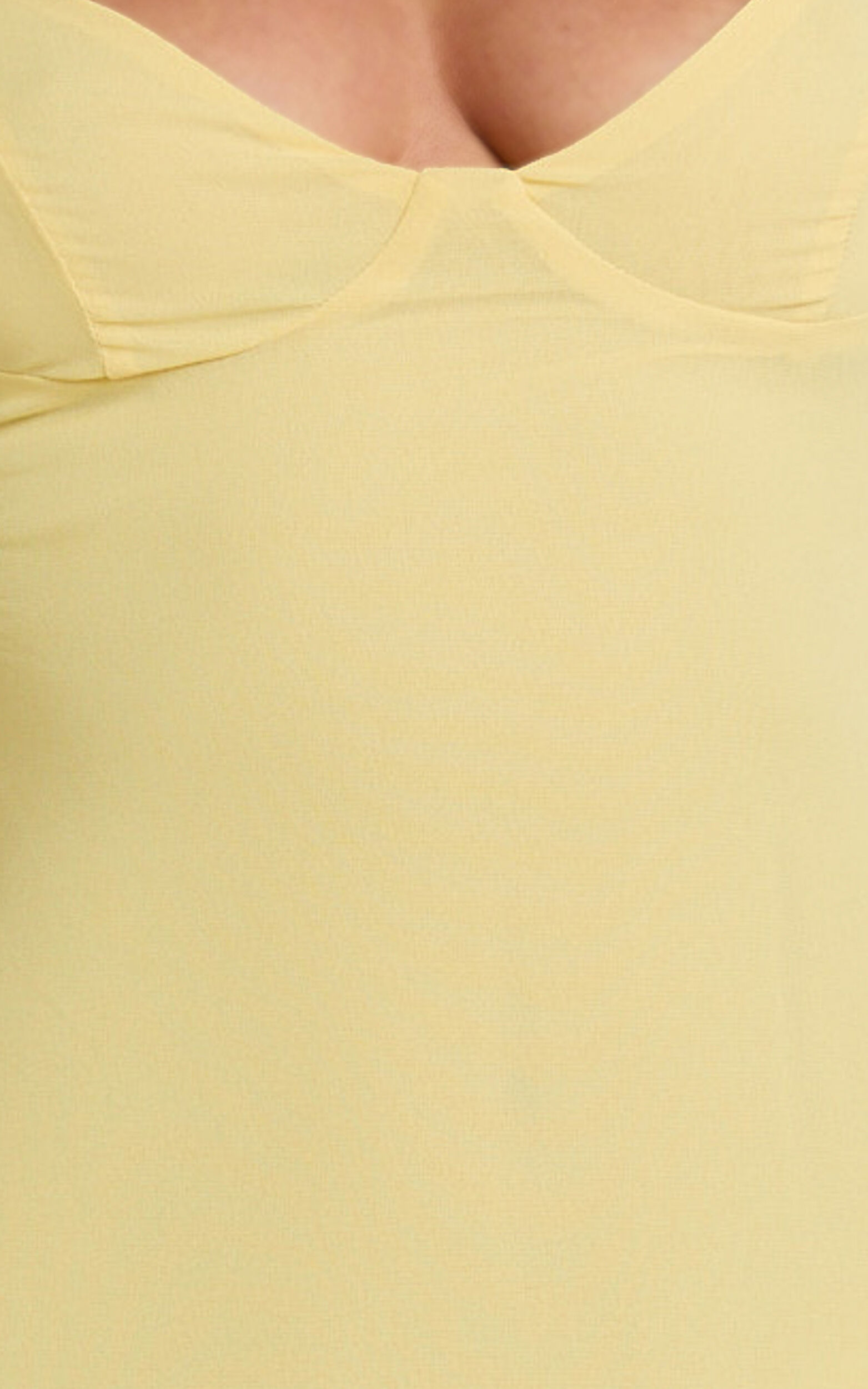 Maeve Maxi Dress - V Neck Ruffle Tier Slip Dress in Lemon