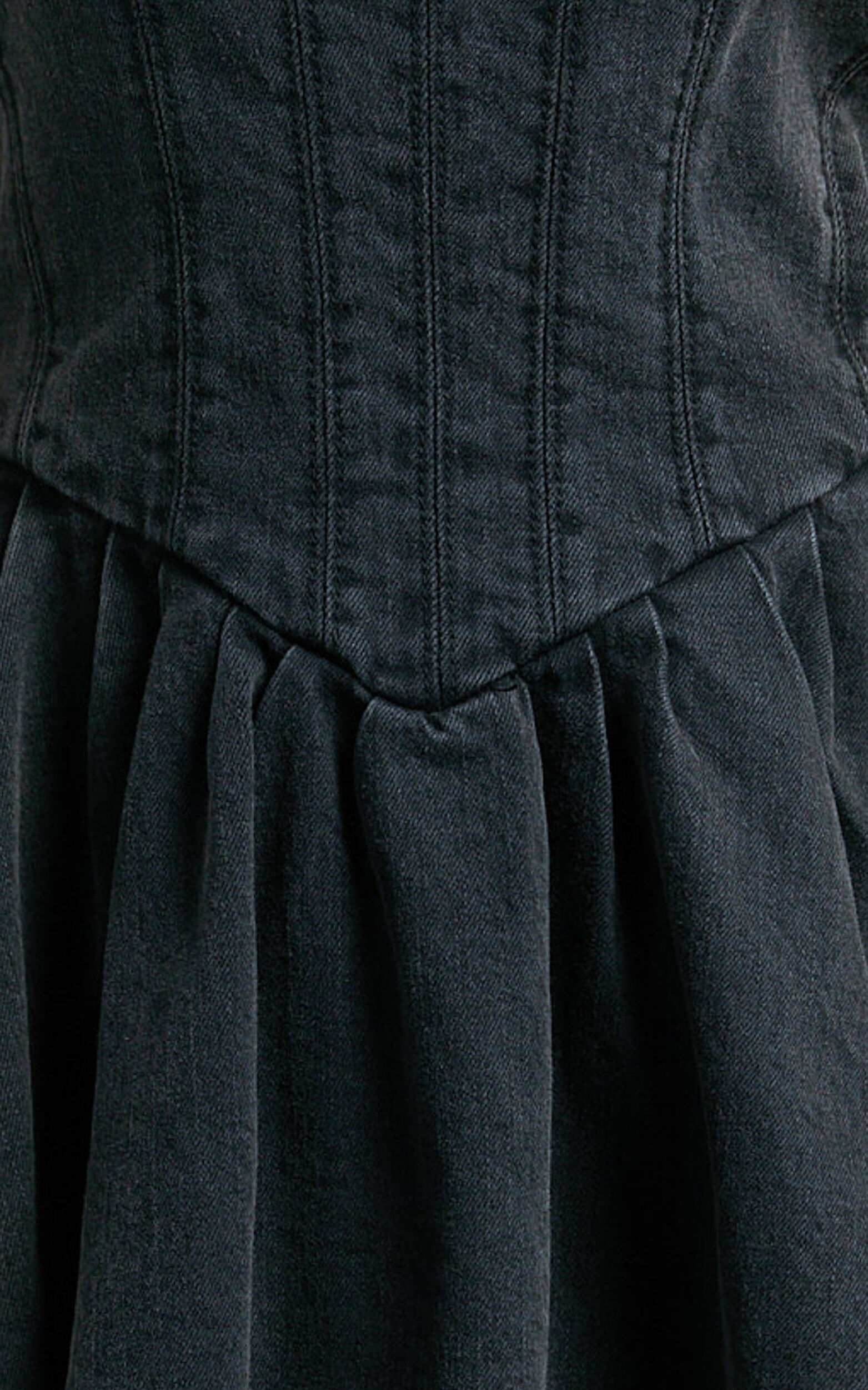 Hayes Mini Dress - Halter Neck Corset Bodice Dress in Washed Black