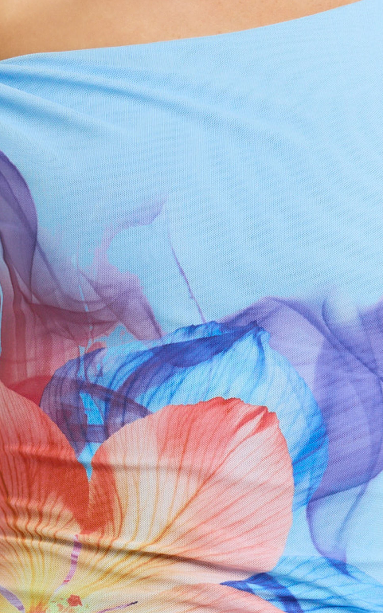 Jenny Mini Dress - Tipp Shoulder Mesh Bodycon Dress in Electric Orchid