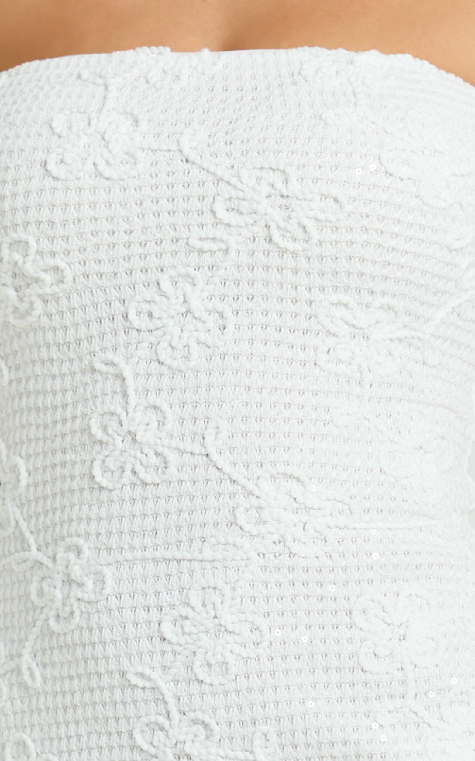 Inka Mini Dress - Strapless Fitted Jersey Dress in White