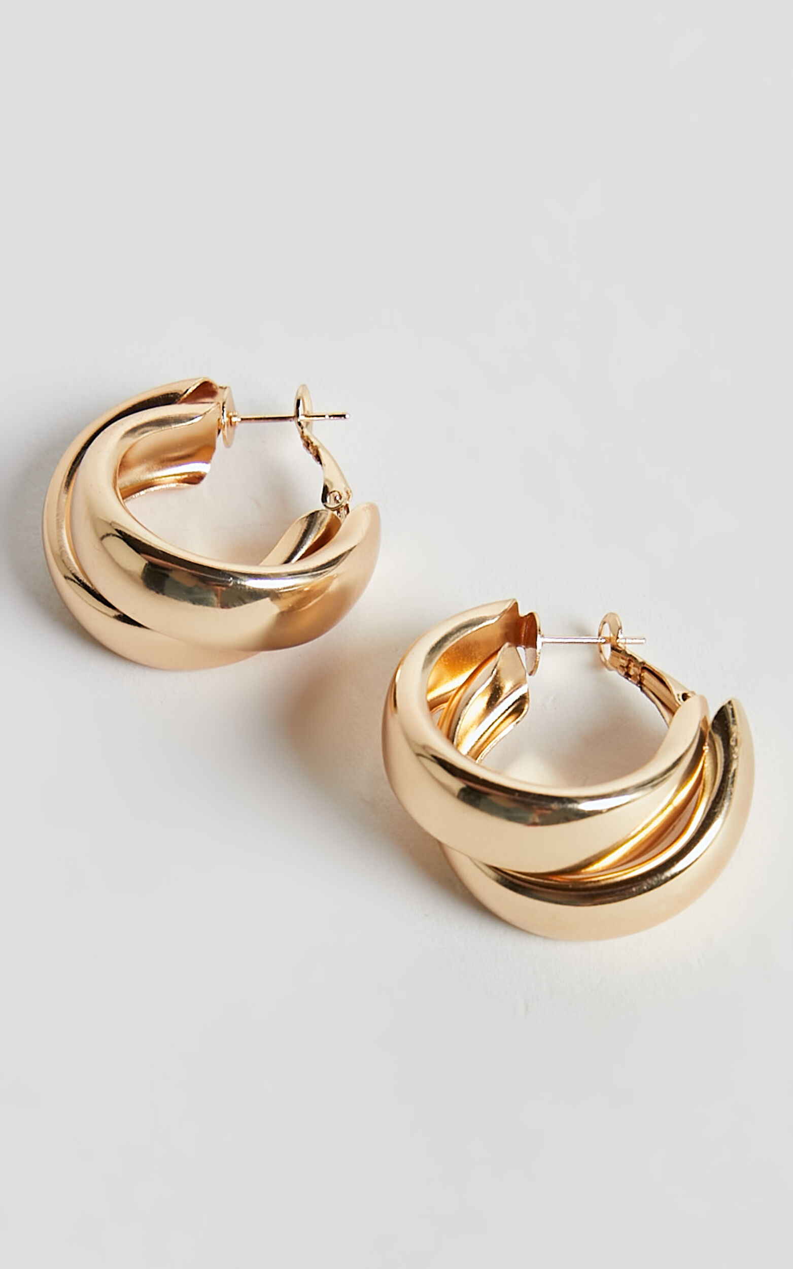 Adaleen Double Hoop Earrings in Gold