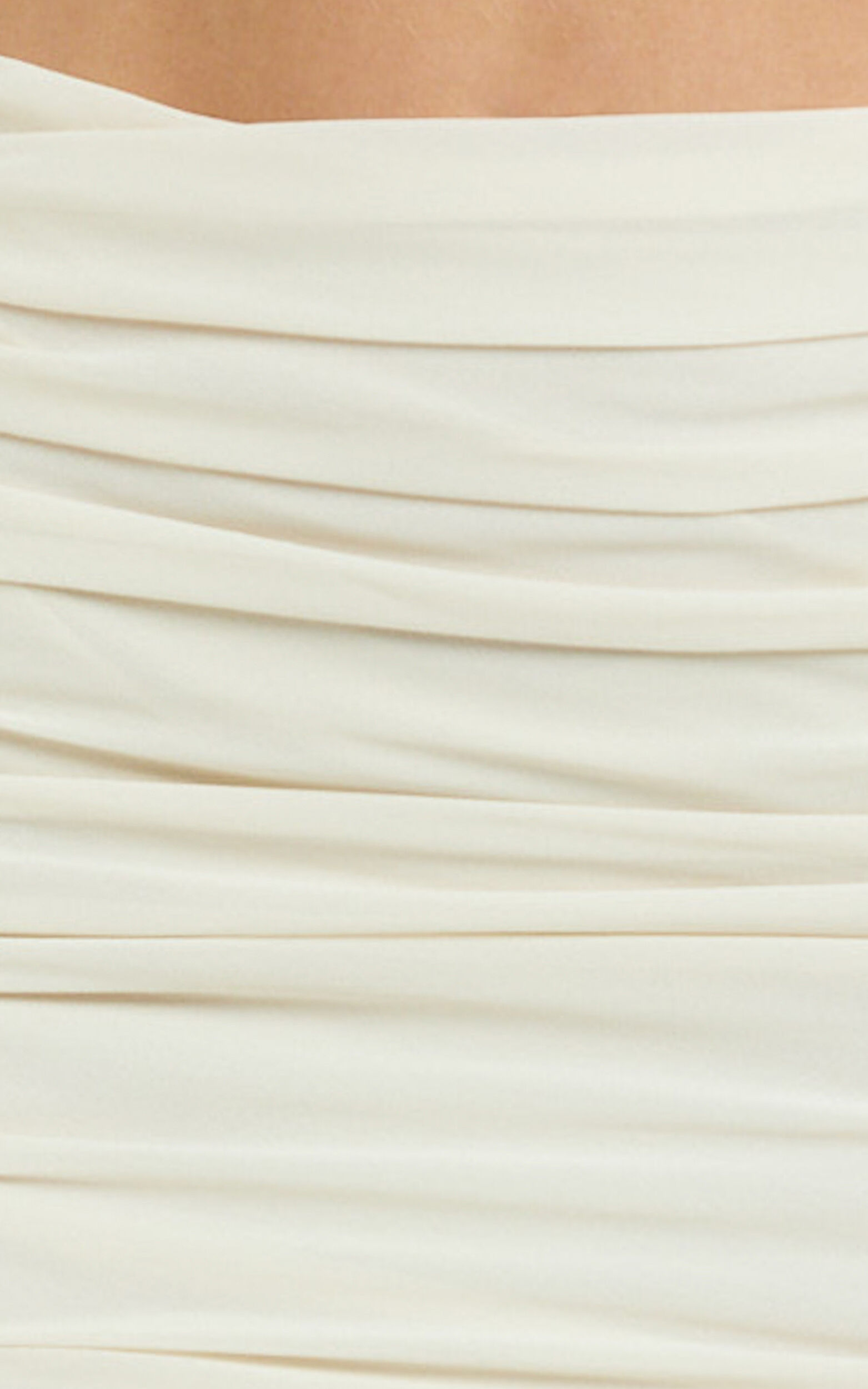 Kahrissa Mini Skirt - Georgette Gathered Low Rise Skirt in Cream