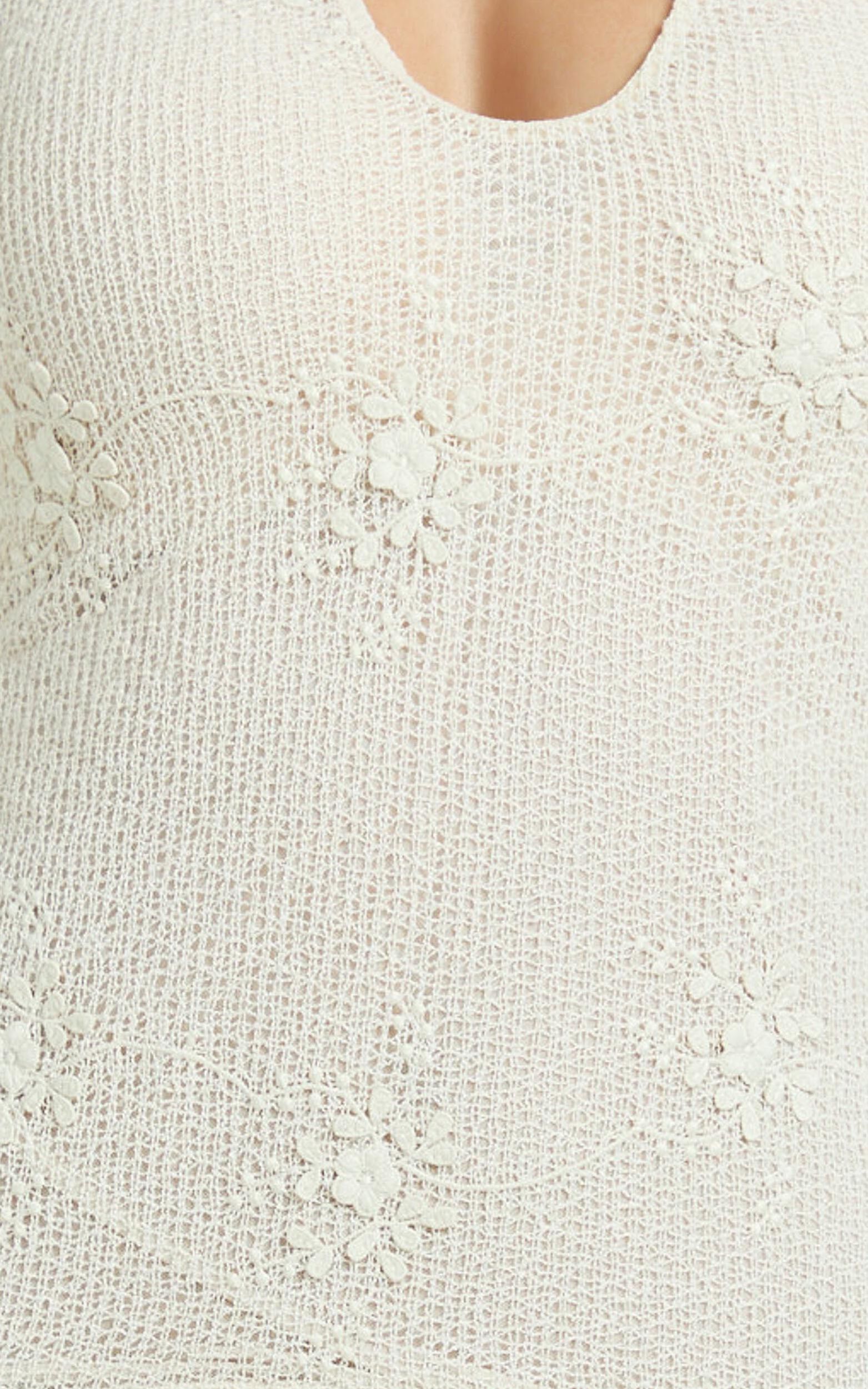 Estella Mini Dress - Scooped V Halter Drop Waist Frill Hem Skirt in Ivory