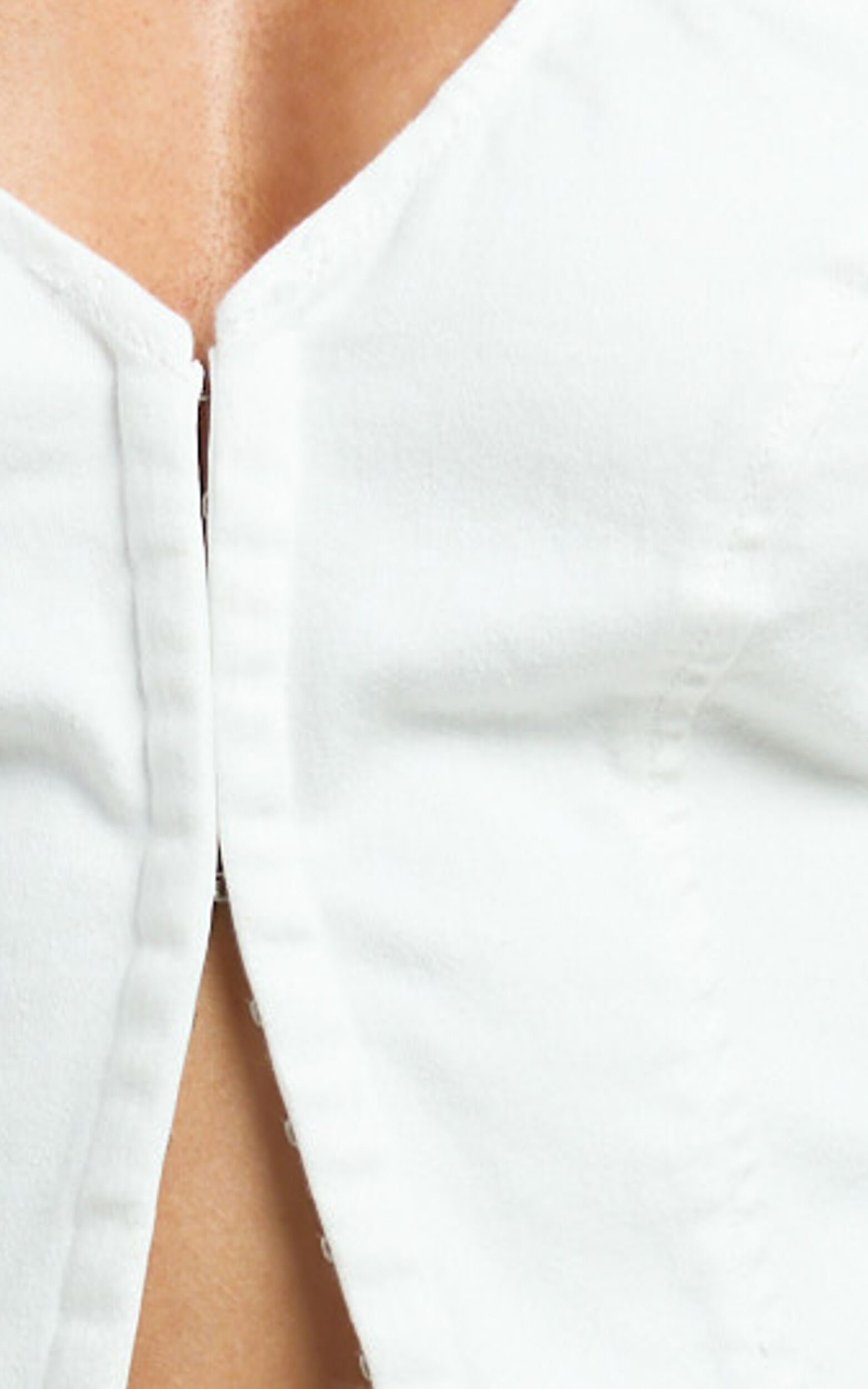 Erin Top - Halter Neck Tie Back Denim Vest Top in White