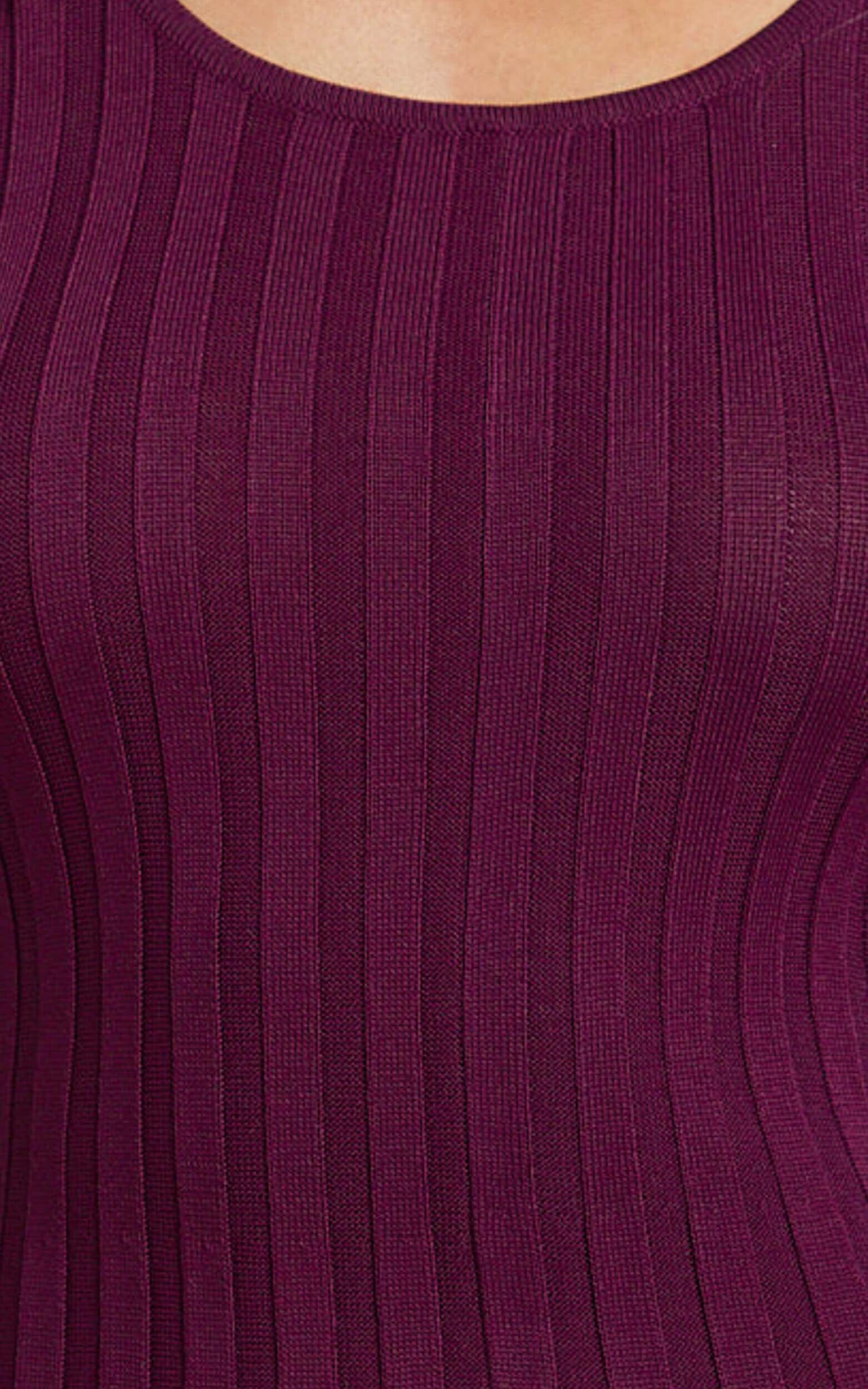 Blaire Midi Dress - Long Sleeve Tie Back Flare Dress in Wine