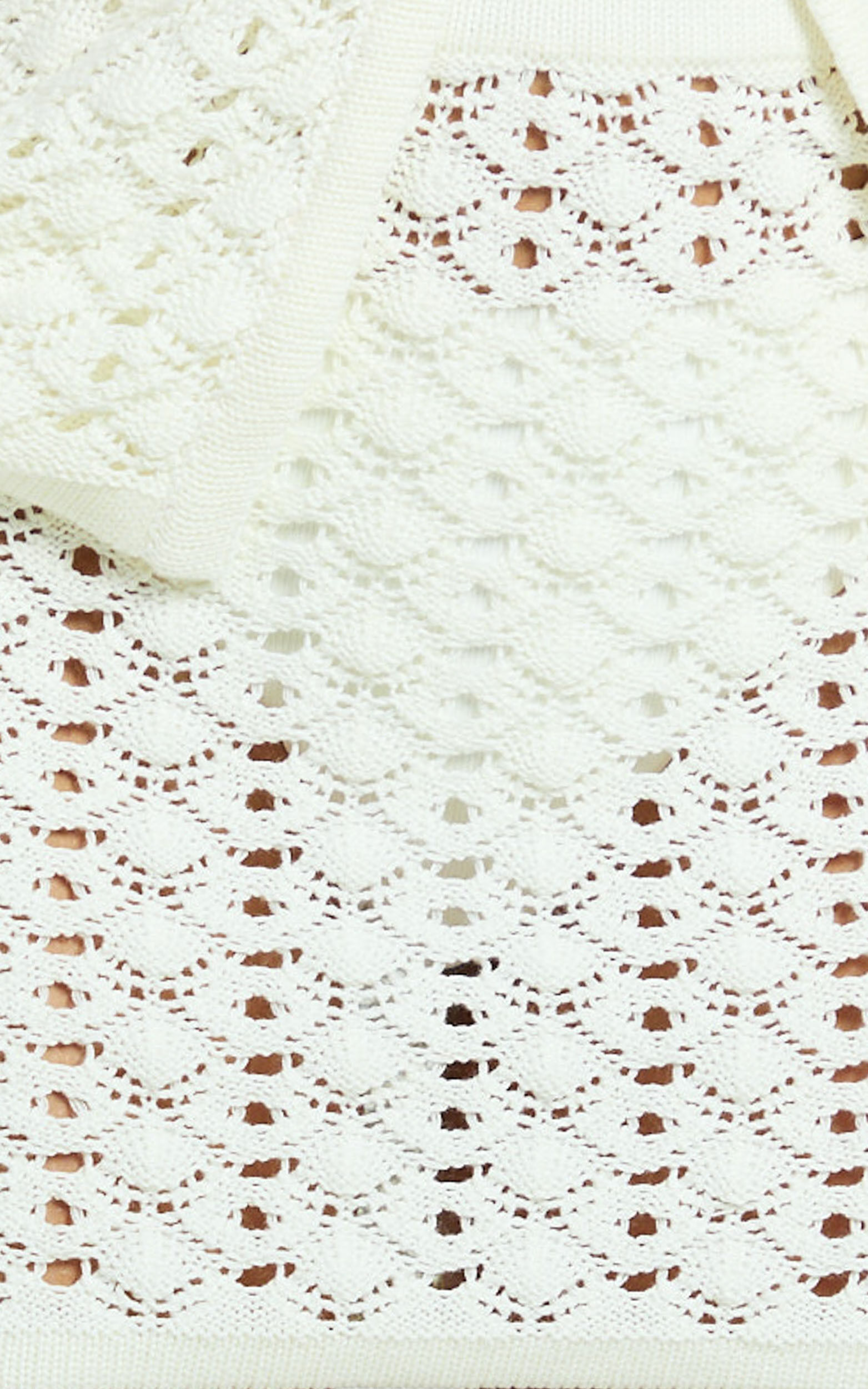 Henrietta Mini Skirt - Fitted Pointelle Knit Skirt in Off White