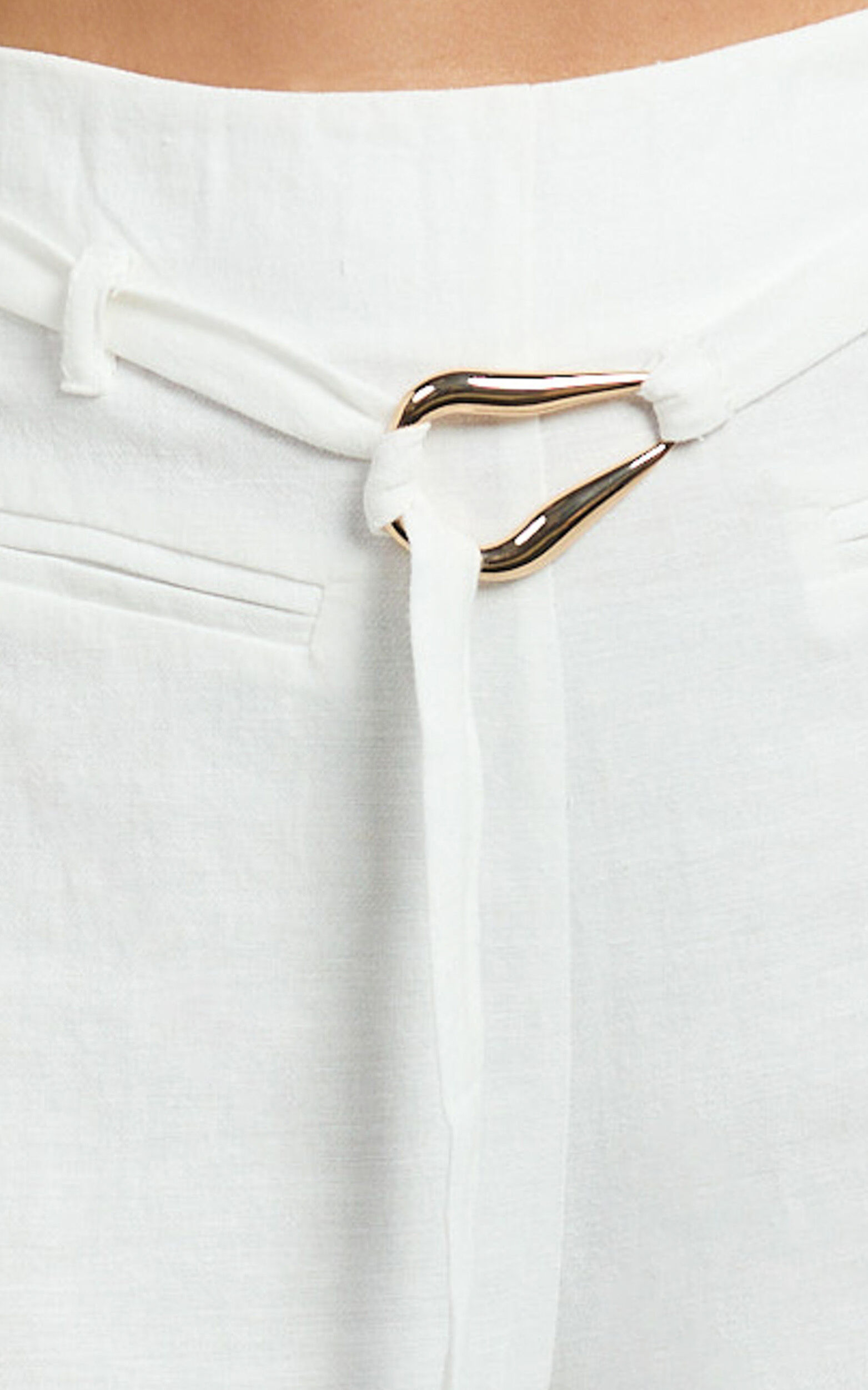 Kyra Pants - Linen Look Belted Wide Leg Pants in White